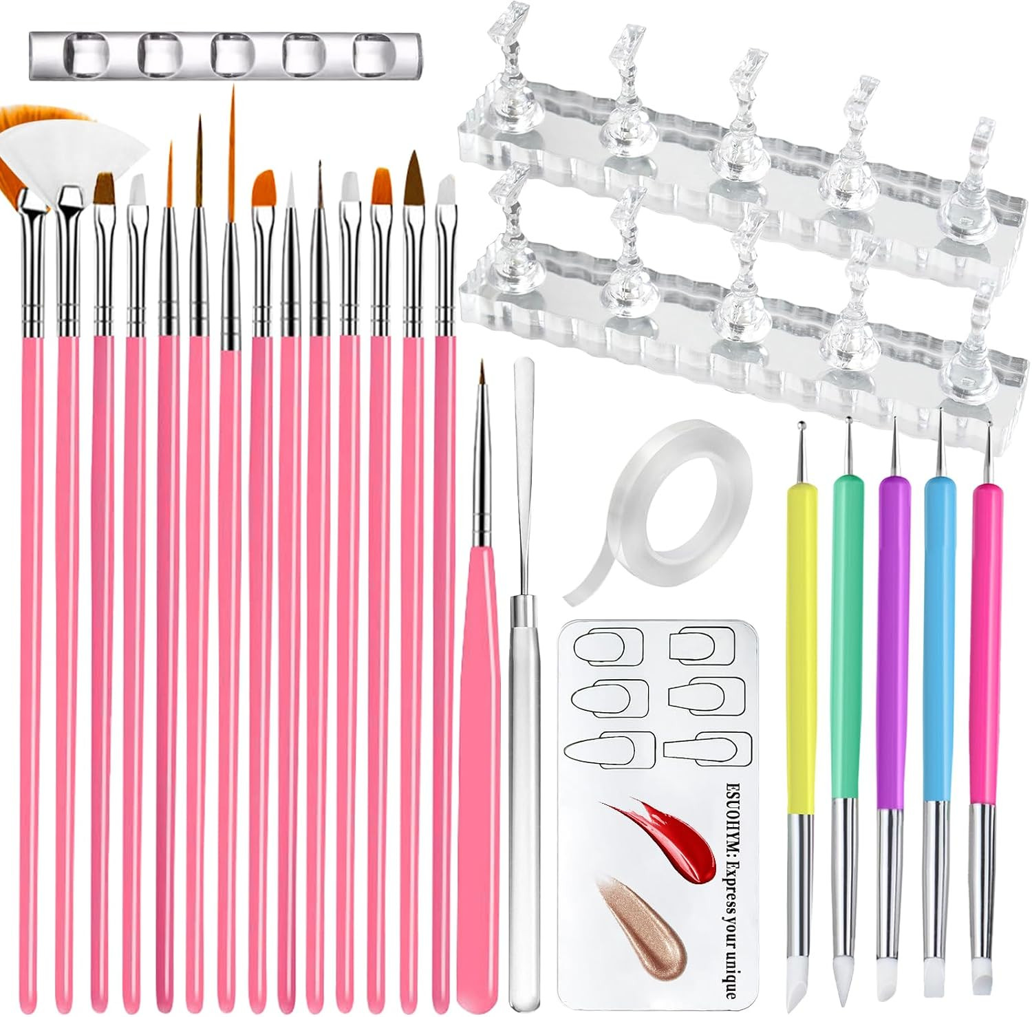 Nail Stand for Press on with Nail Art Brushes Nail Holder for Painting Practice