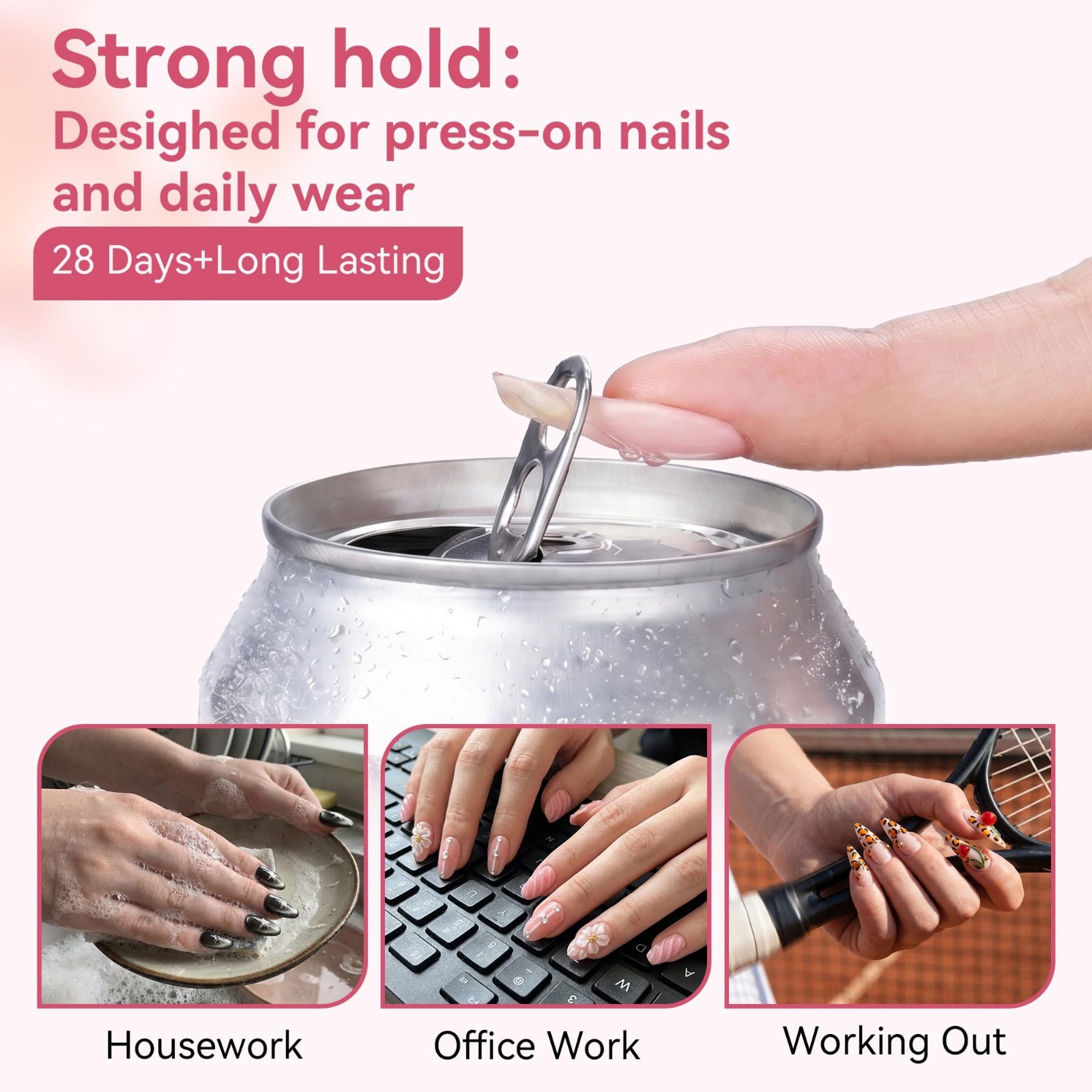 Press On Nail Glue – No UV Needed, 20s Air Dry, Strong Hold, Easy DIY, Hema-Free
