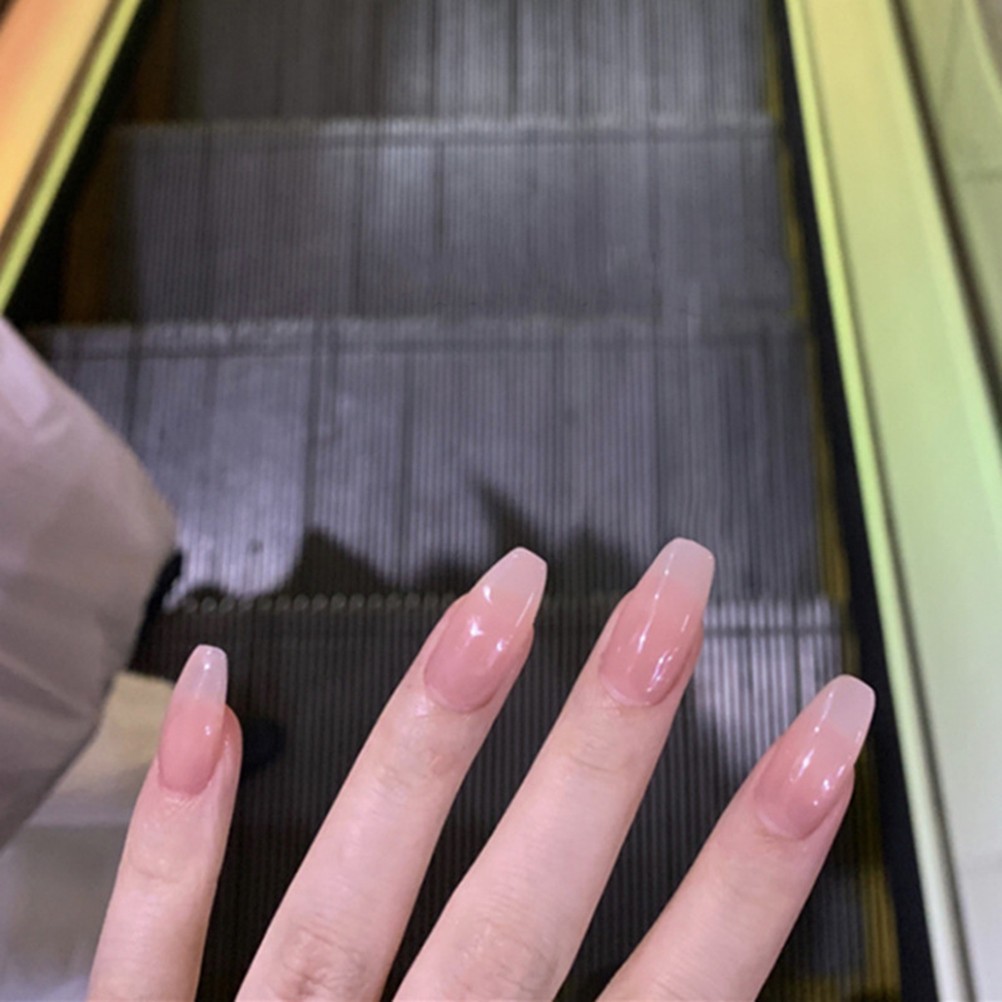 24Pcs Reusable Pink Nail Tips for Women Full Cover False Nails for DIY Nail Art