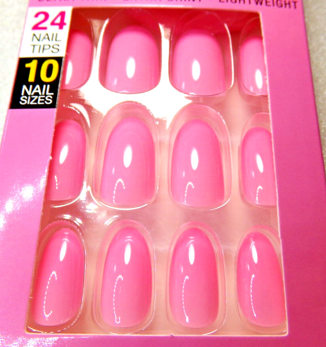 LA Colors Nails On! Shiny Light Pink GLUE-On Medium Length Almond