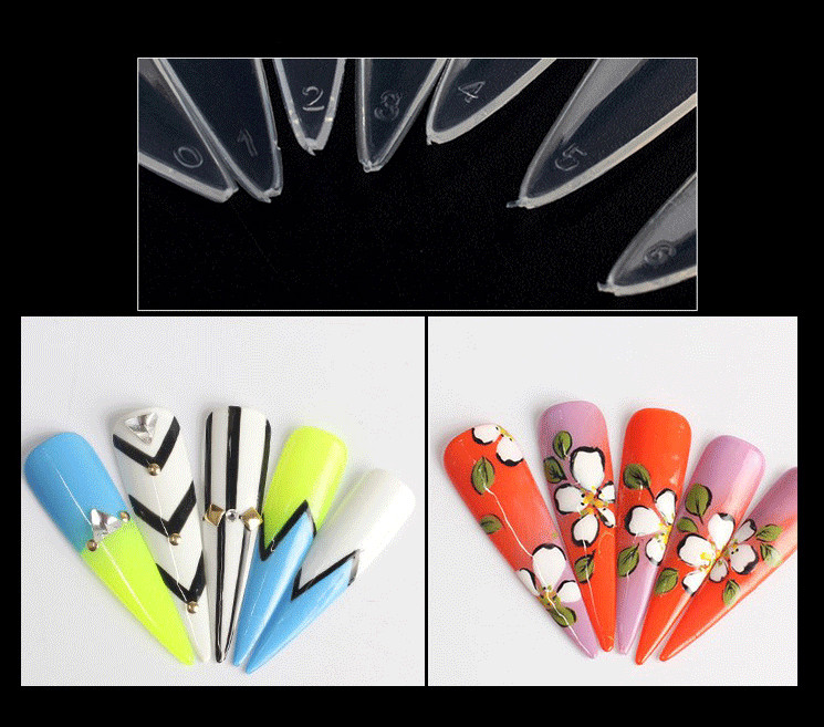 New 500Pcs Fake Nails Natural Transparent Beurty Artistic Nail Set Suit Tools