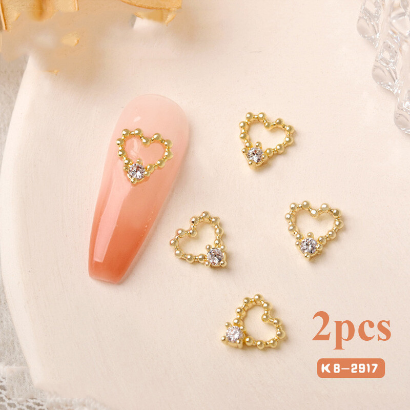 2pcs DIY Heart Butterfly Nail Art Decor Zircon Jewelry 3D Nail Art Rhinestones ⇓