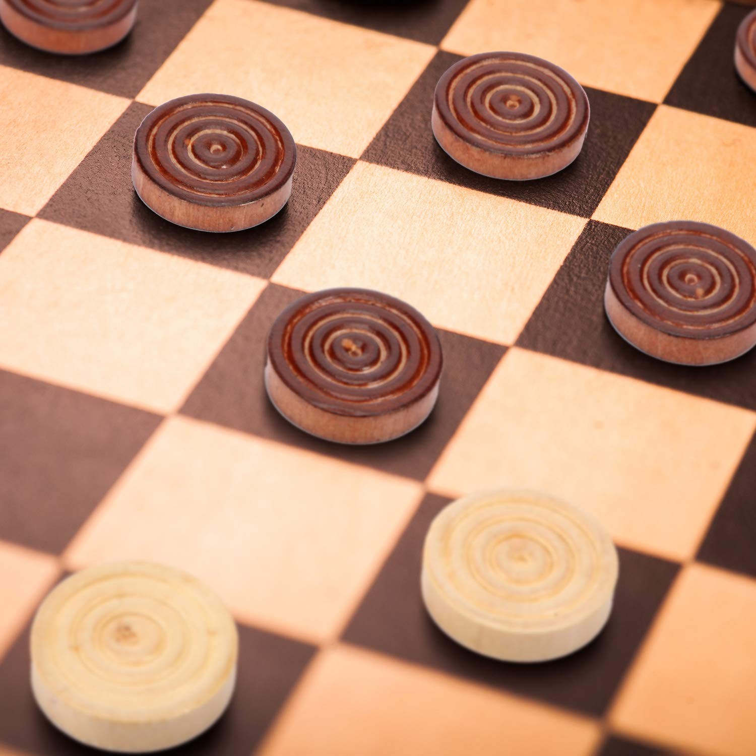 48 Pieces Wooden Checkers 1.06 inches in diameter, Dark Brown and Natural