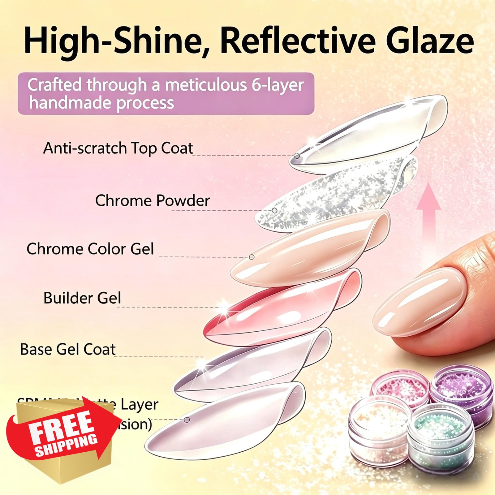 SXVME Short Oval Nude Glazed Press on Nails