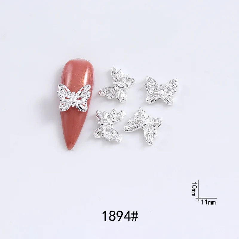 20Pcs Nail Art Butterfly Metal 3D Decals Alloy Gold/Silver/White Butterfly Shape