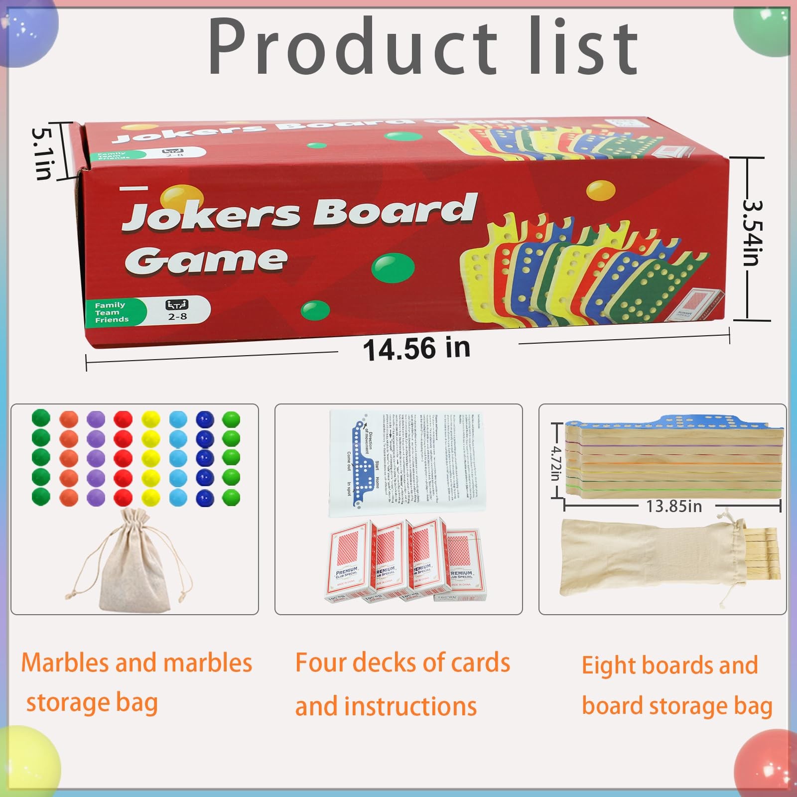 Medikaison Colorful Jokers and Marbles 5.51 x 15.35 x 3.94 inches, 8color