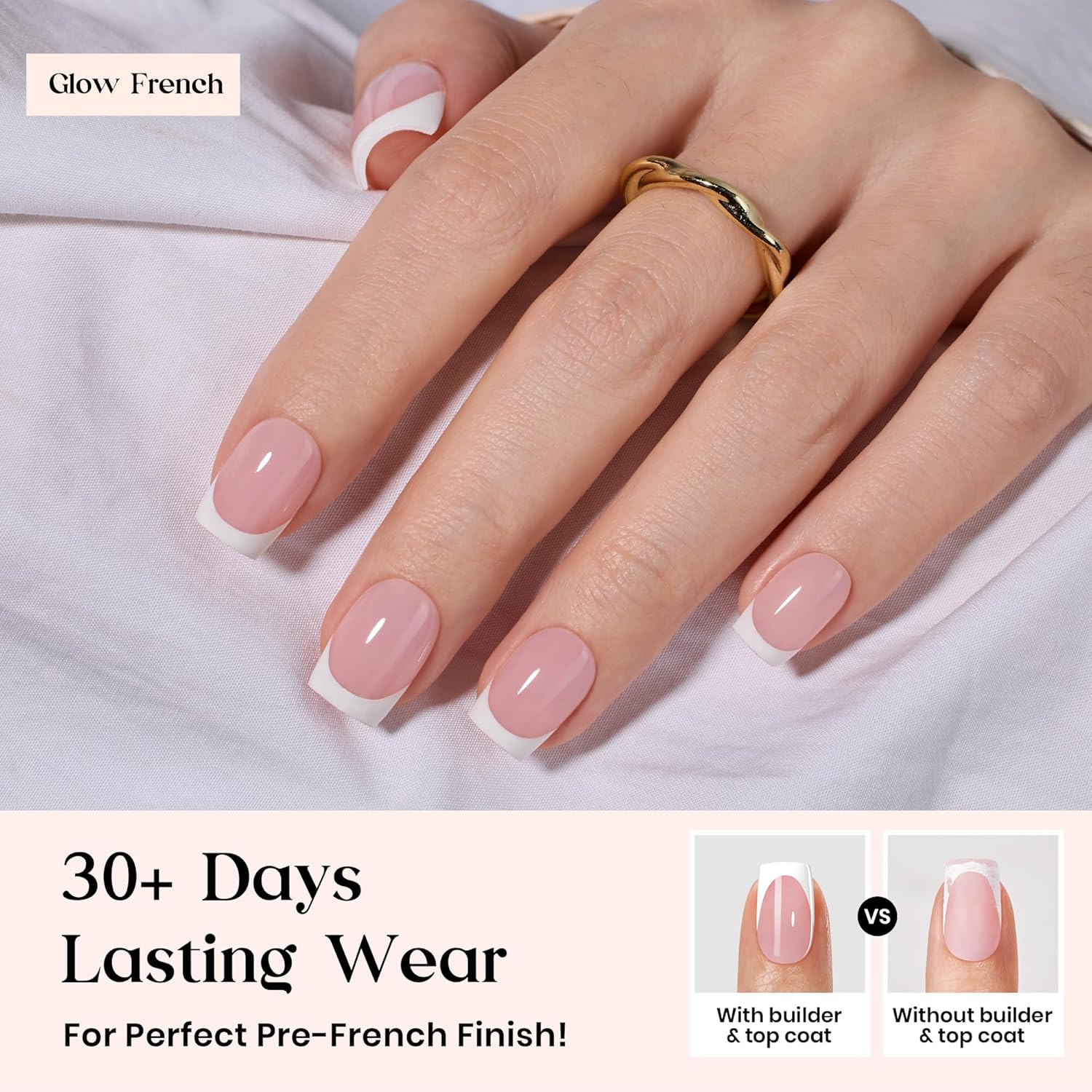 X Press plus Gel Nails Kit – Pearl French | Pink Short Square French Tip Press o
