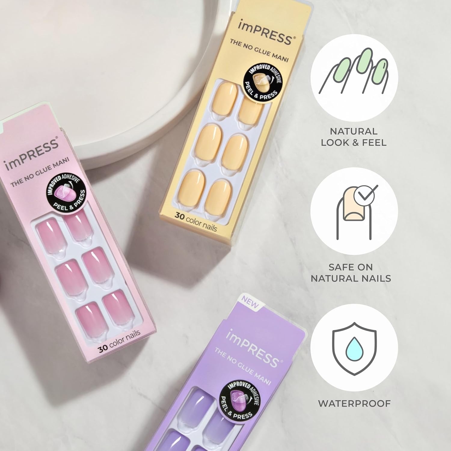 Effortless Glam: Kiss ‘Frosting’ Press-On Nails Set – 30 Glossy Nude Acrylics