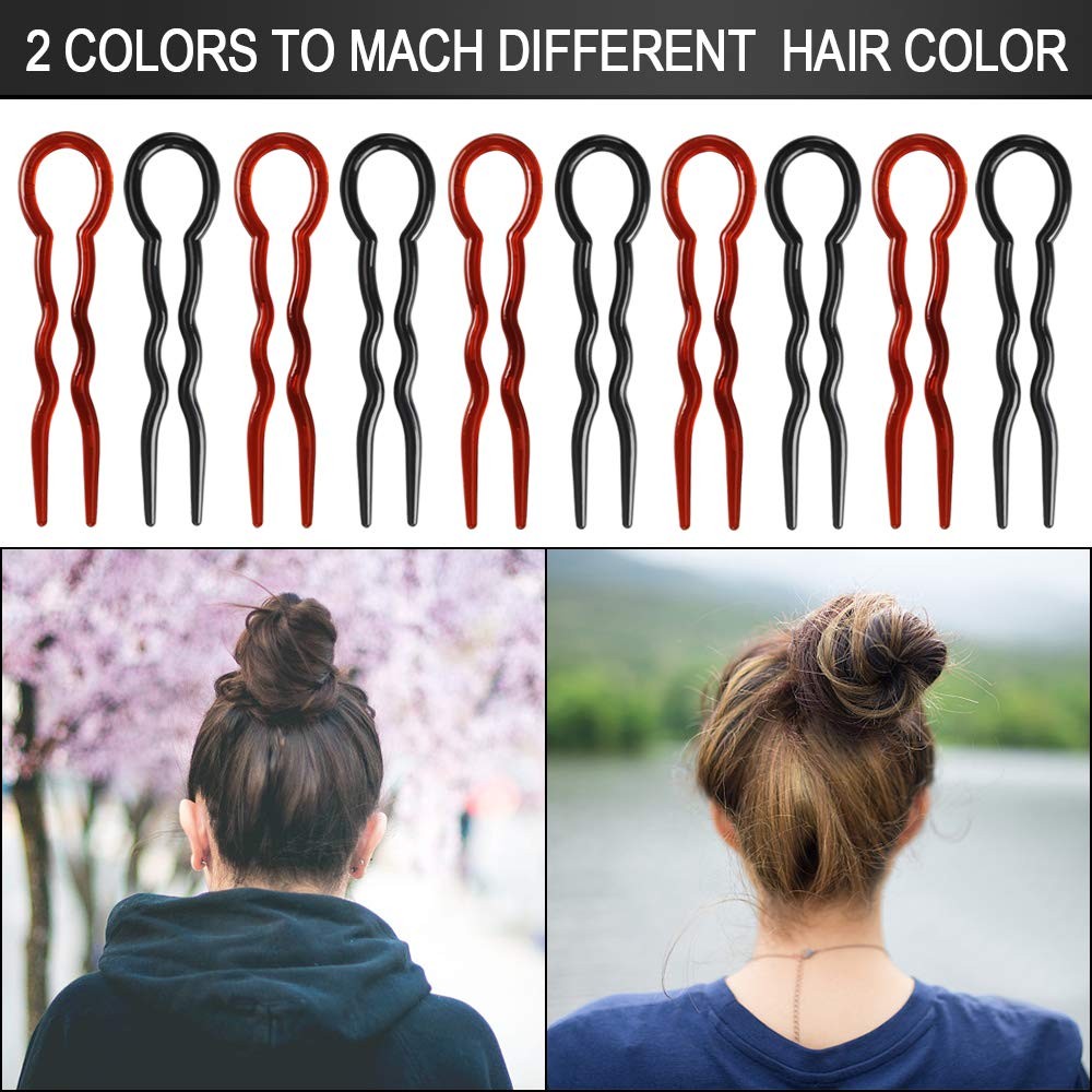 40 Pcs Plastic U Shaped Hair Pins Grip Fast Spiral Braid Brown