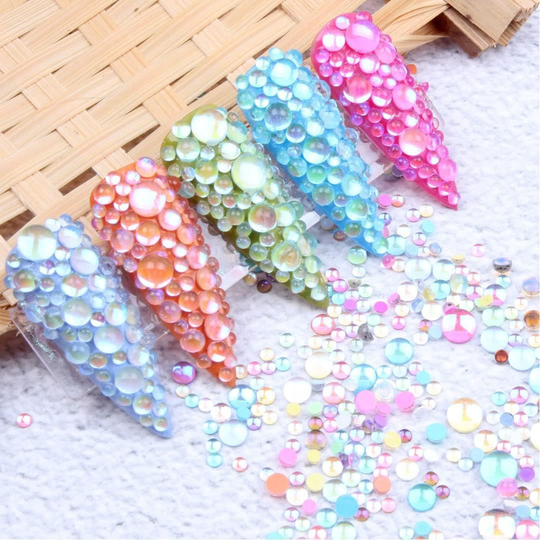Mermaid Rhinestone Mat Candy Caramel Stone Mix Beaded Nail Art Beads Blend Size