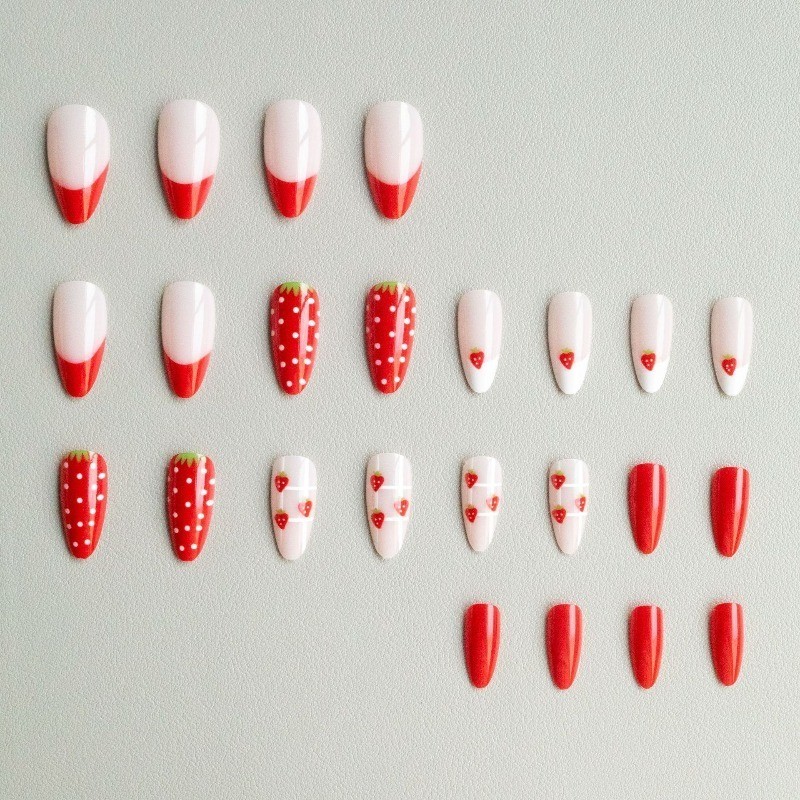 48 Pcs of Sweet Girl Pink Transparent Nail Art, Medium Length Vacation Nail Art