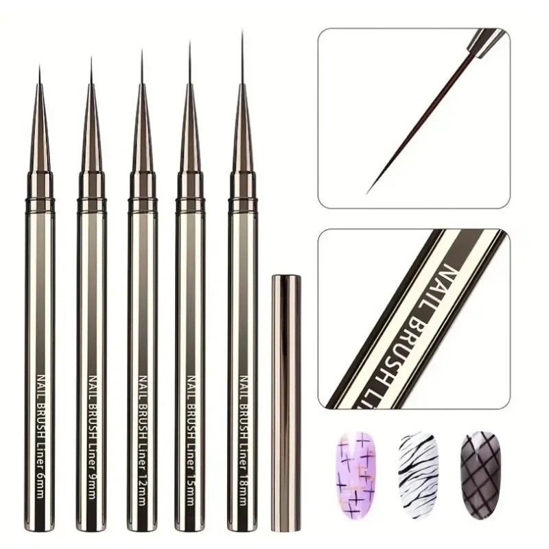 5pcs Nail Art Liners Striping Brushes Fine Line Drawing Detail Painting Blending