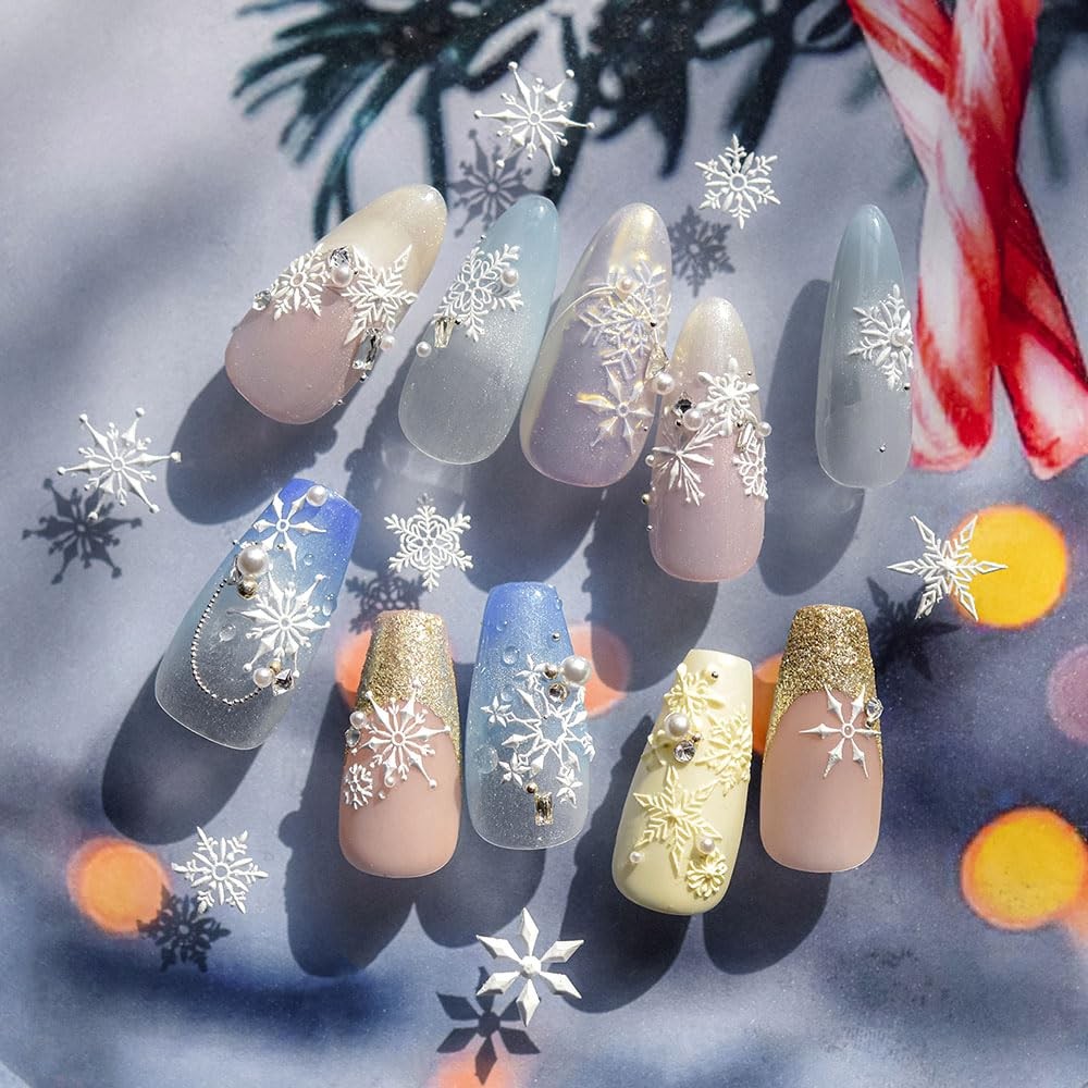 2pcs Snowflake Nail Molds, 3D Gel Nail Art Snowflake Mold Christmas Silicone …