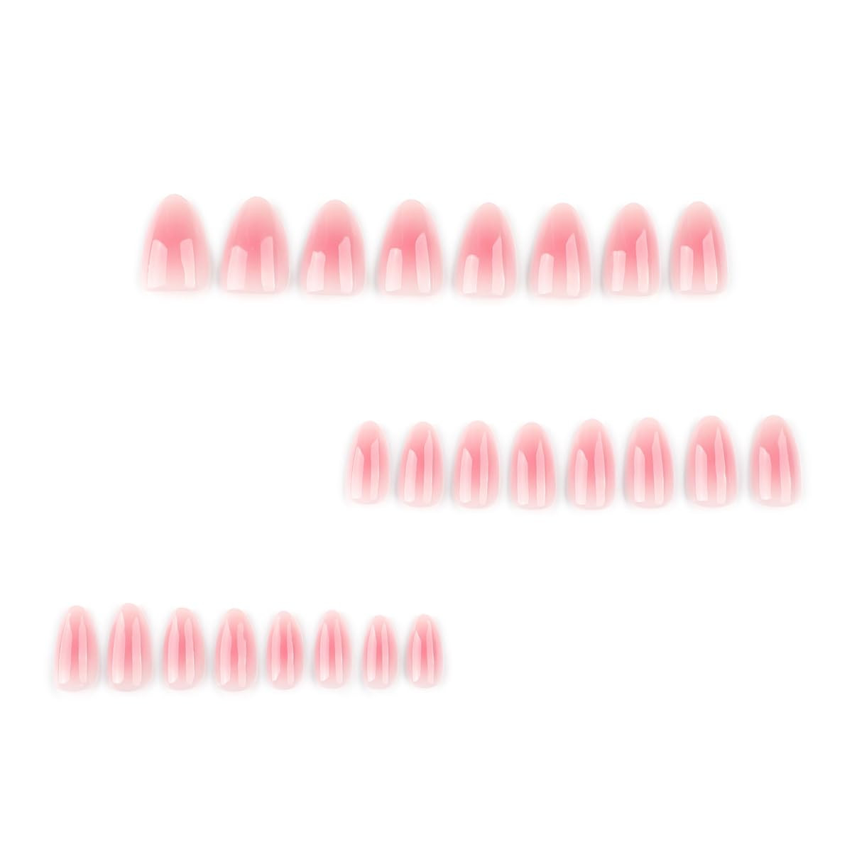 24Pcs, Almond Press on Nails Nude Pink Ombre Glossy Natural False Nail Tips | Na