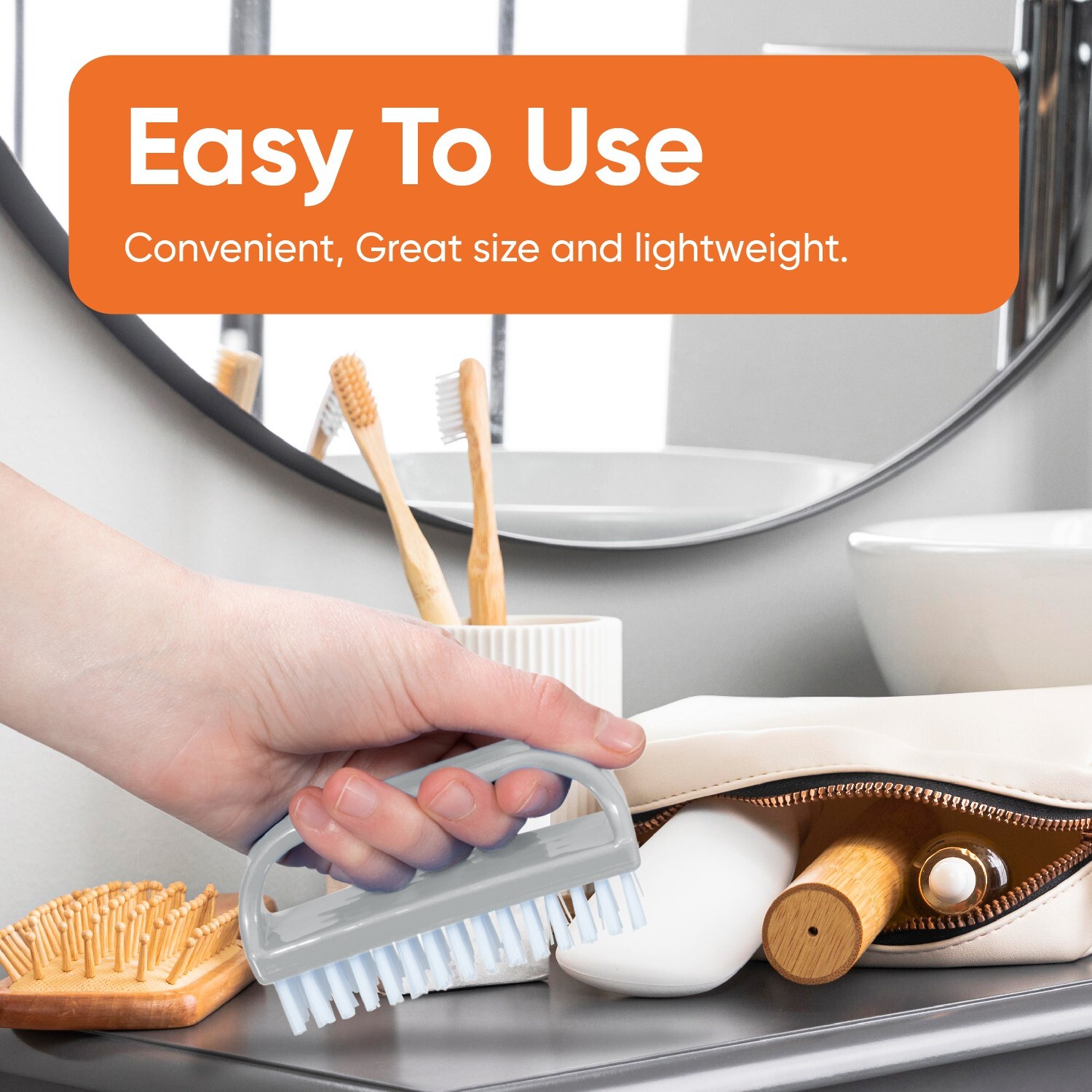 Superio Stiff Nail Brush Cleaner with Handle 3 Pack, Durable Scrub Brush,