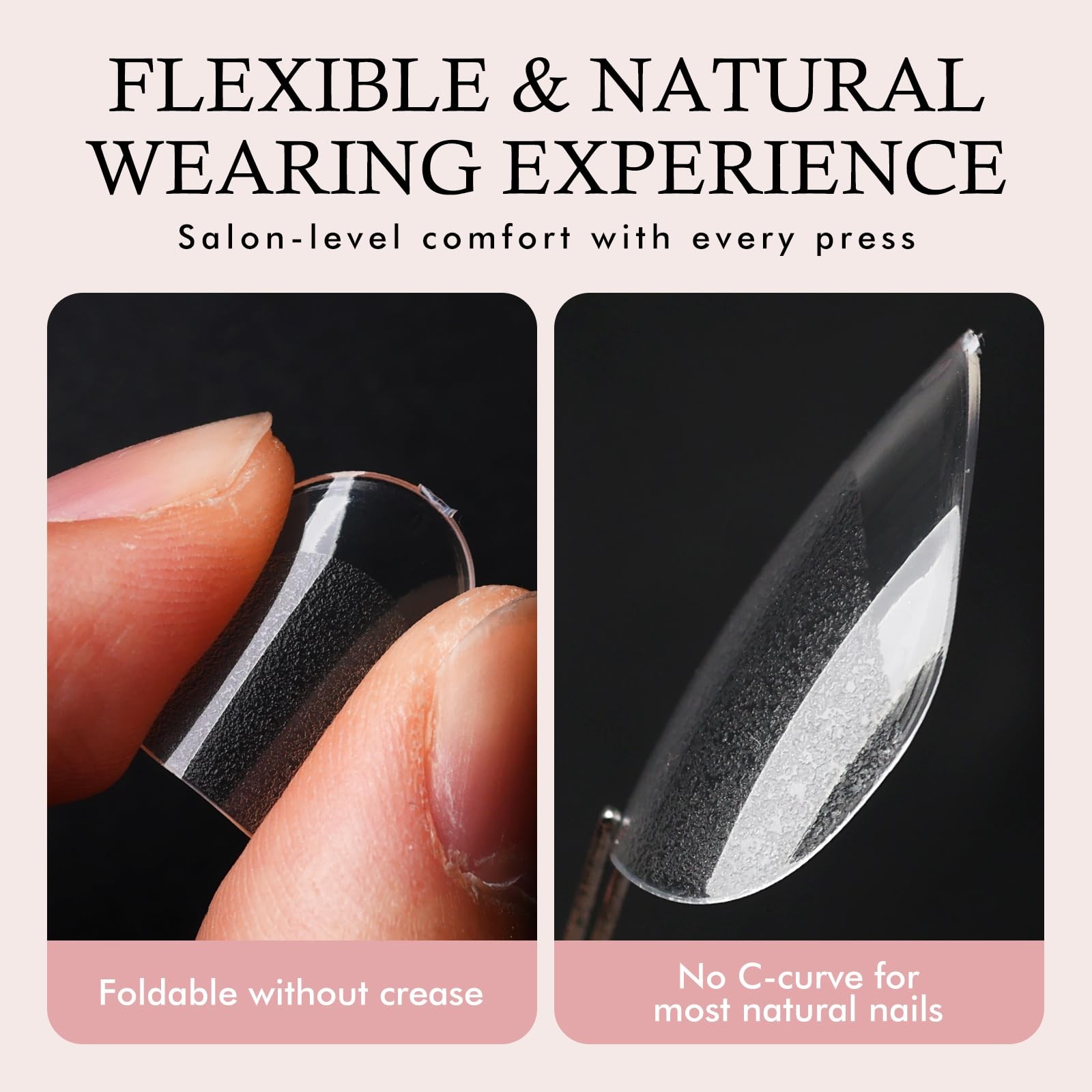 Lifextol 300pc Oval Gel Nail Tips Short Fake Nails for Press 12 Sizes, clear