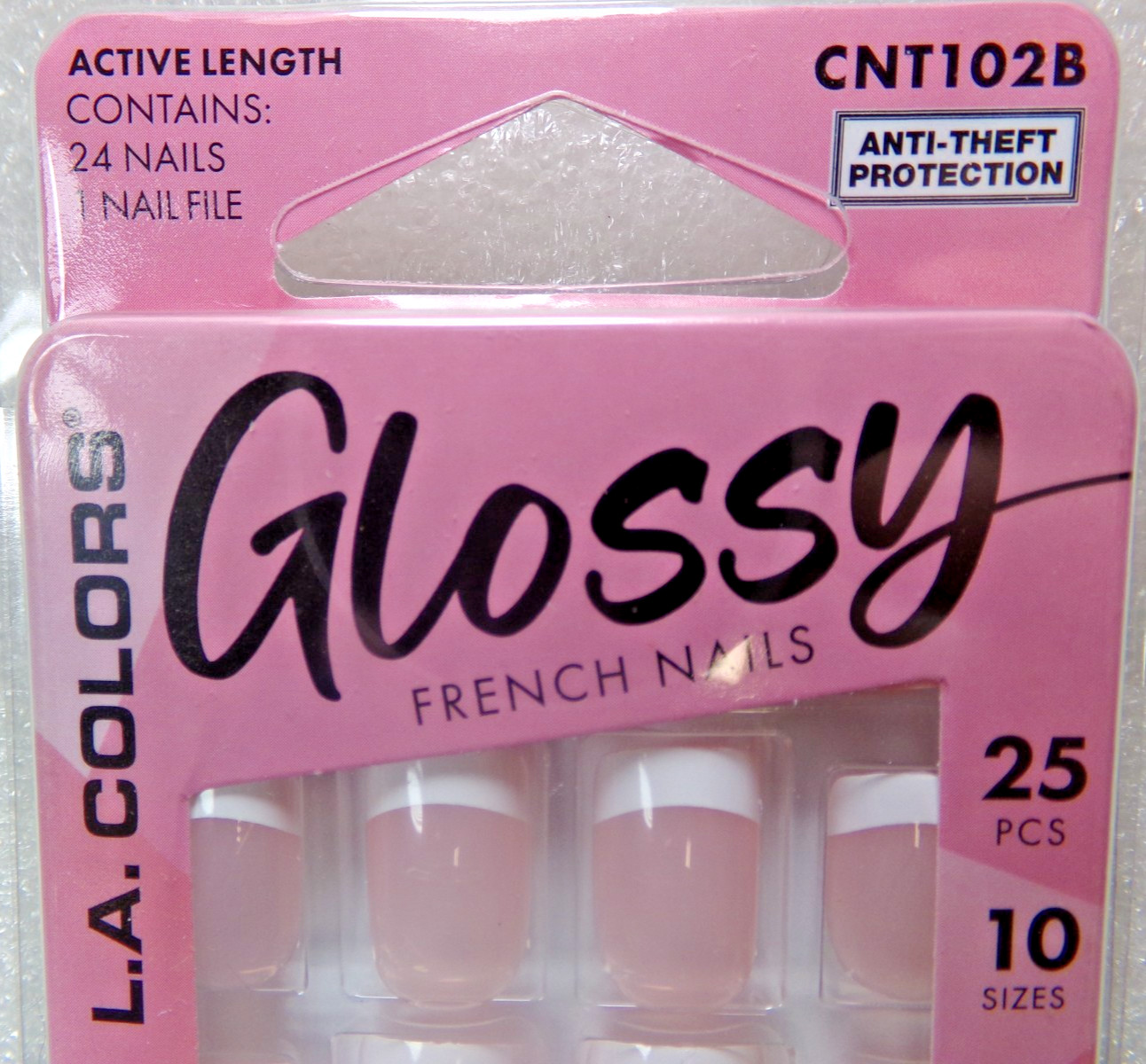 LA Colors Glossy Nails, Perfect Pink French GLUE-On Active Short Length