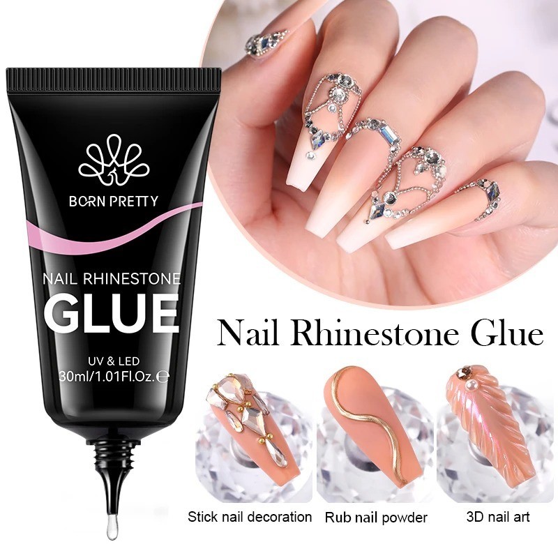 BORN PRETTY 30ml Rhinestone Glue Gel Clear Nail Art Adhesive UV LED Crystal