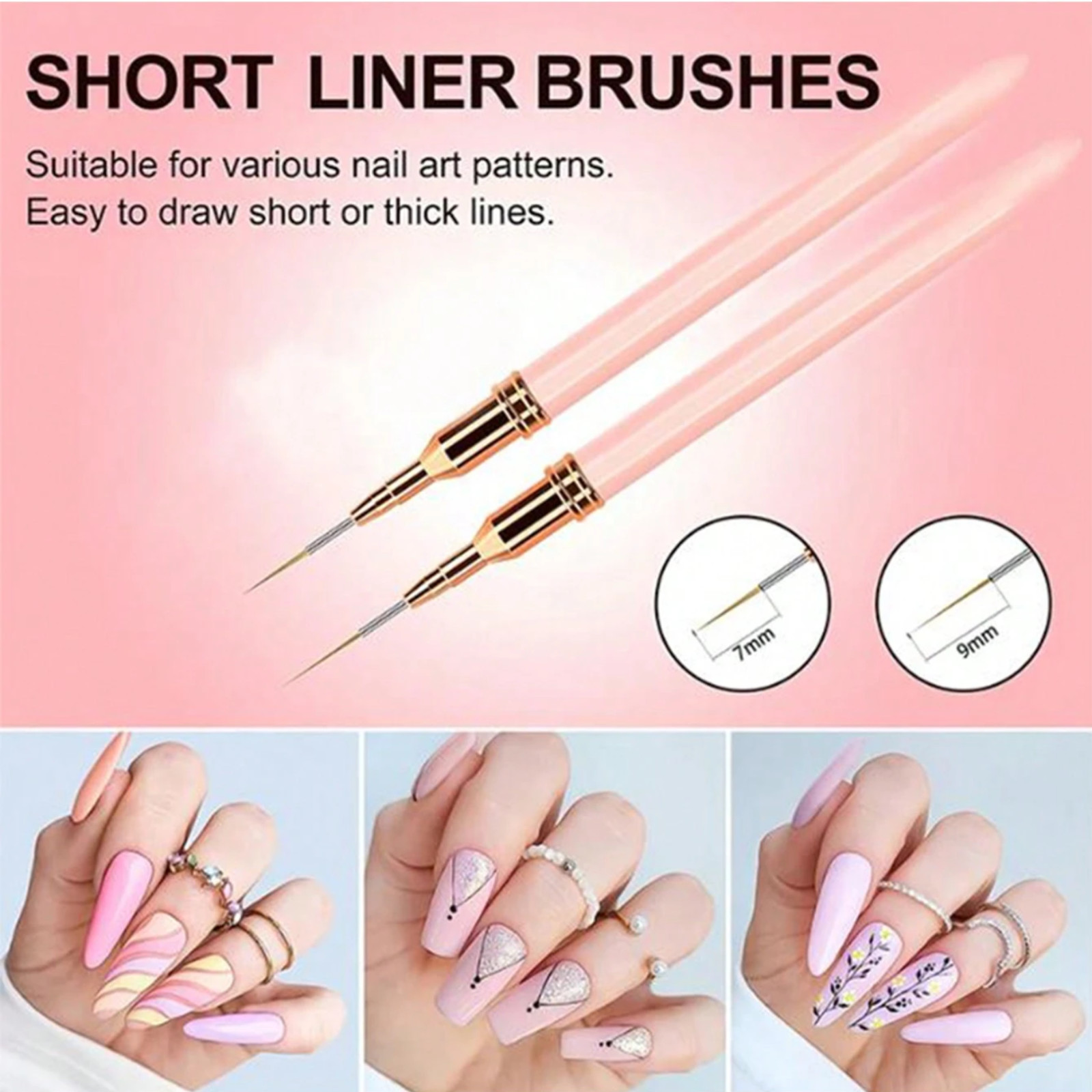 5pcs Nail Art Painting Brush Set French Nail Lining Brush with UV Gel for Women
