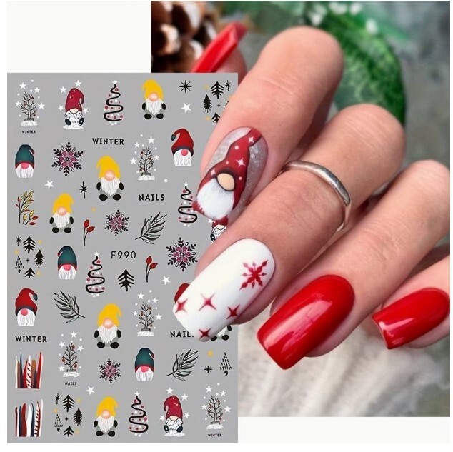 Nail Art Stickers Christmas Santa Reindeer Snowman Baubles Snowflakes Stars Elf