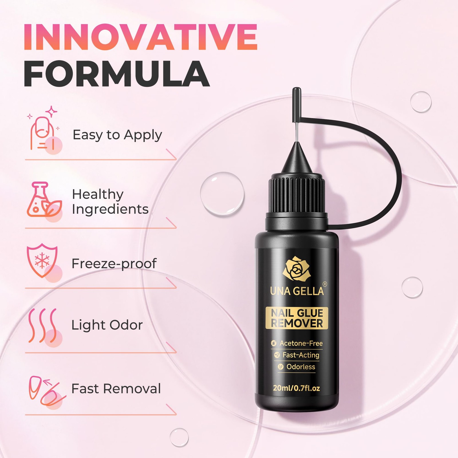 UNA GELLA 20ml*2PCS Nail Glue Remover for Press on, Multi-Functional Clear