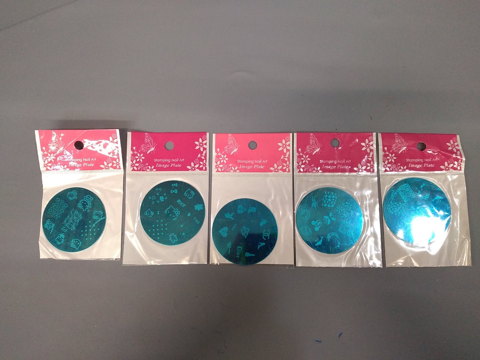 Lot of 5 Stamping Nail Art Image Plates Hello Kitty Mickey Mouse etc designs