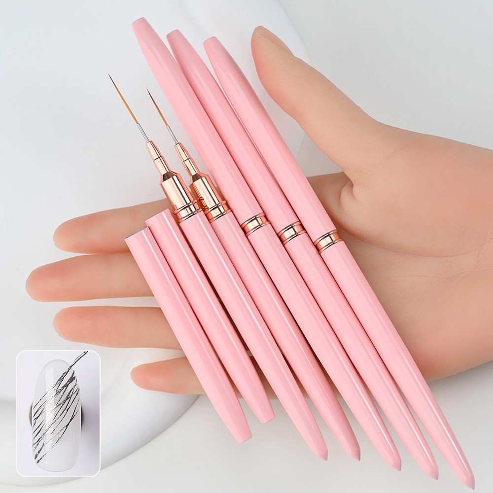 5/10pcs Pink/Black Nail Art Liner/Painting Brushes Ultra-thin Line Drawing Tool