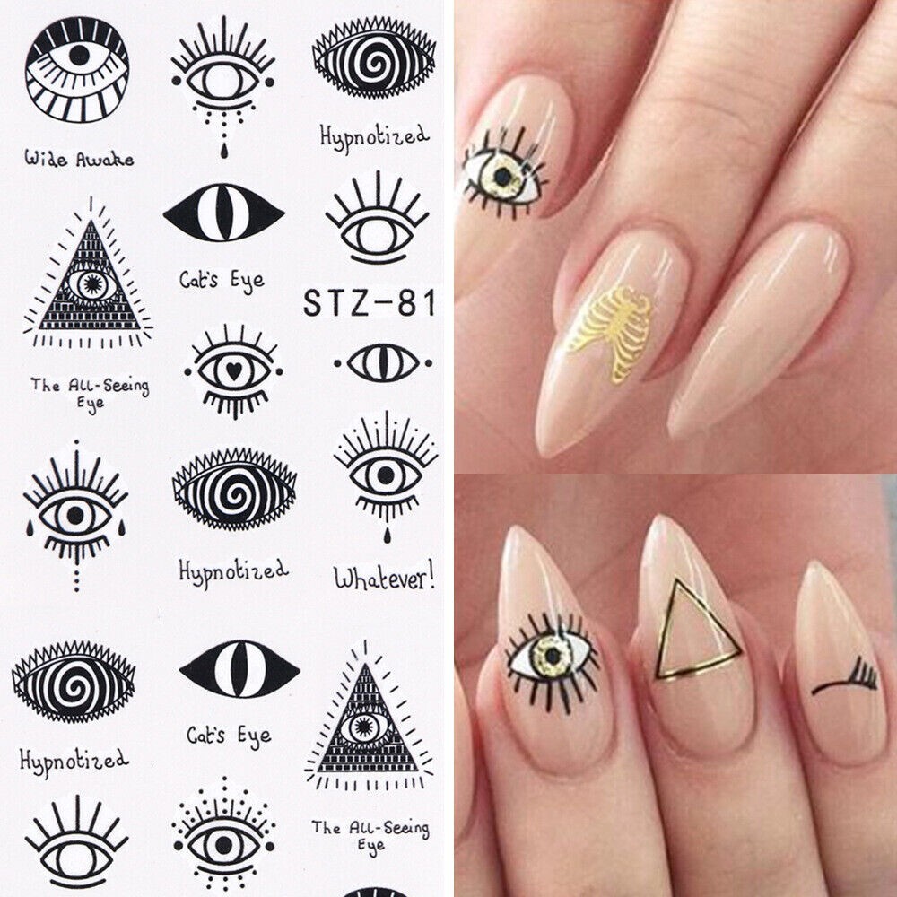 Nail Art Water Decals Stickers Transfers Halloween Tribal Eyes Eye Love NS28