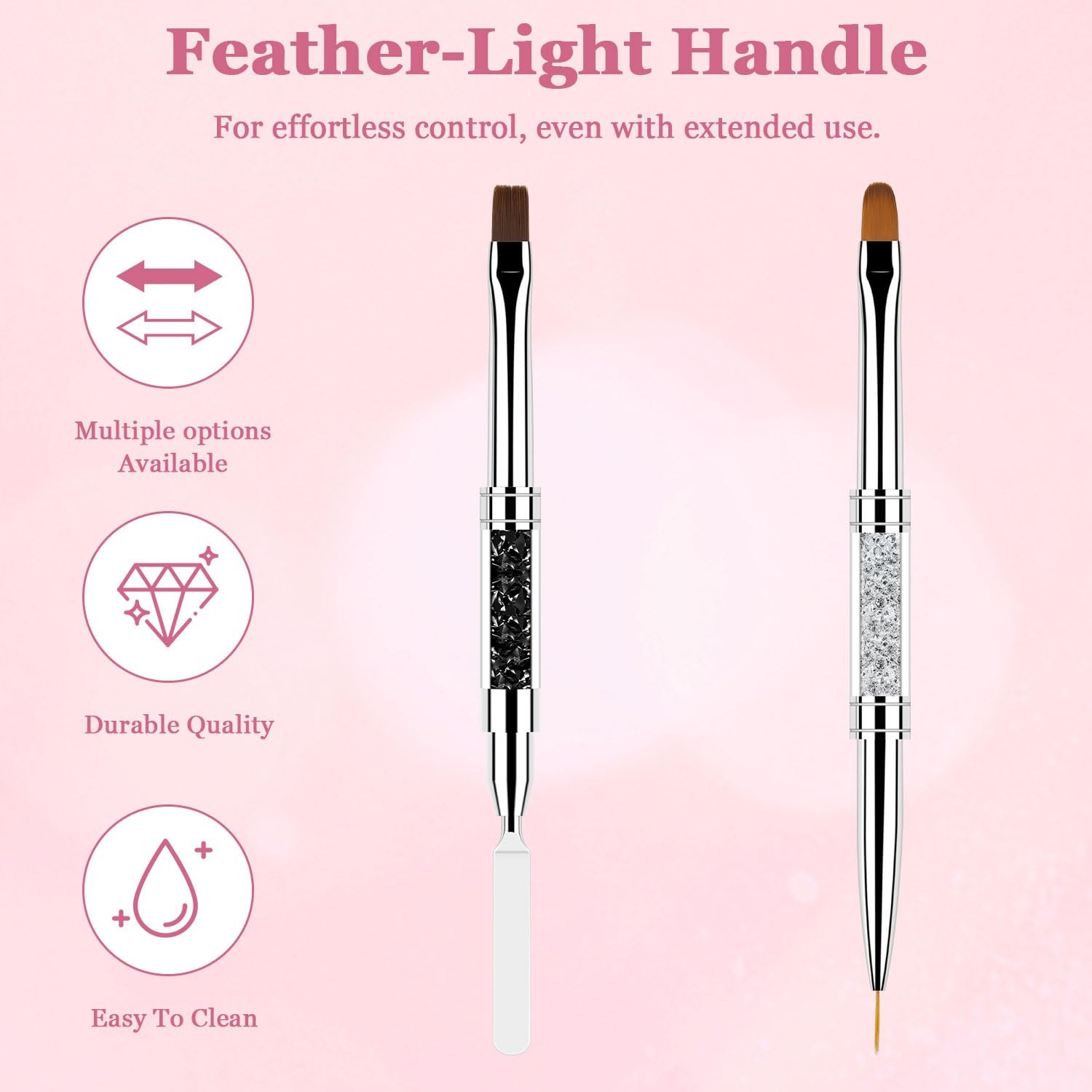 2 Pcs Double Ended Nail Builder Gel Brush, French Tip Brush Hard for Nails, O…
