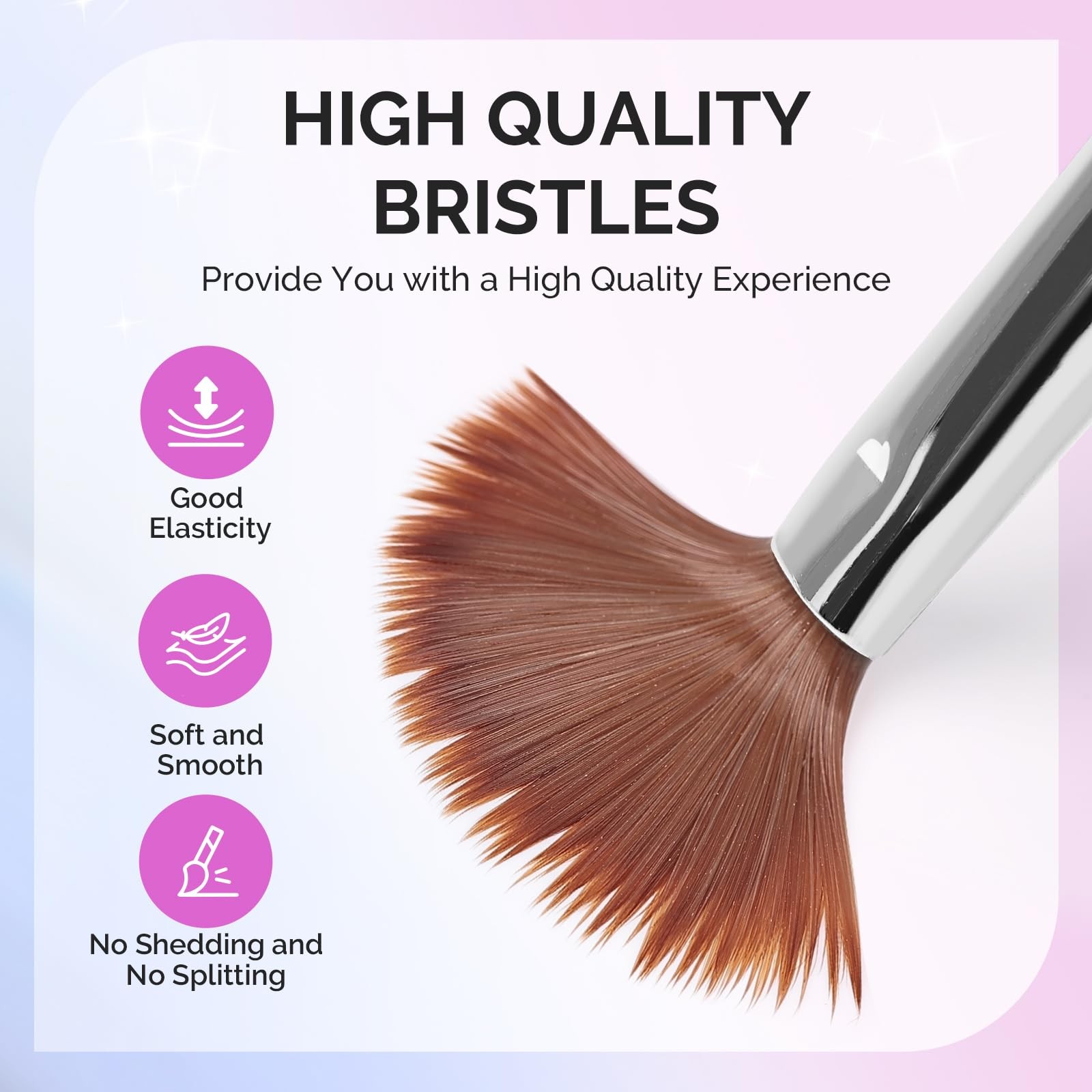 MelodySusie Acrylic Nail Brush Set, Size 8,10,14 Transparent Nail Brushes wit…