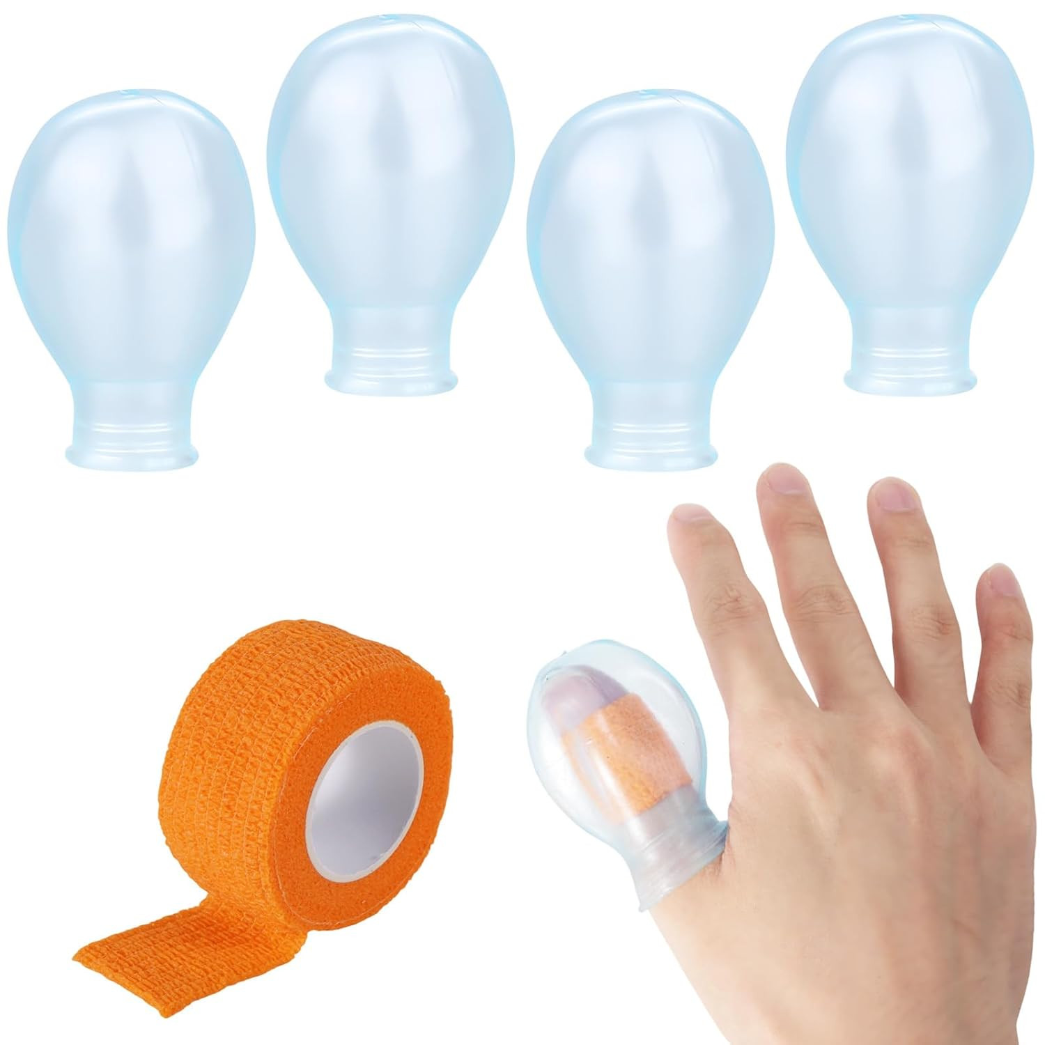 4pcs Waterproof Thumb Protector, Reusable Silicone Finger Sleeve Cover Rubber…
