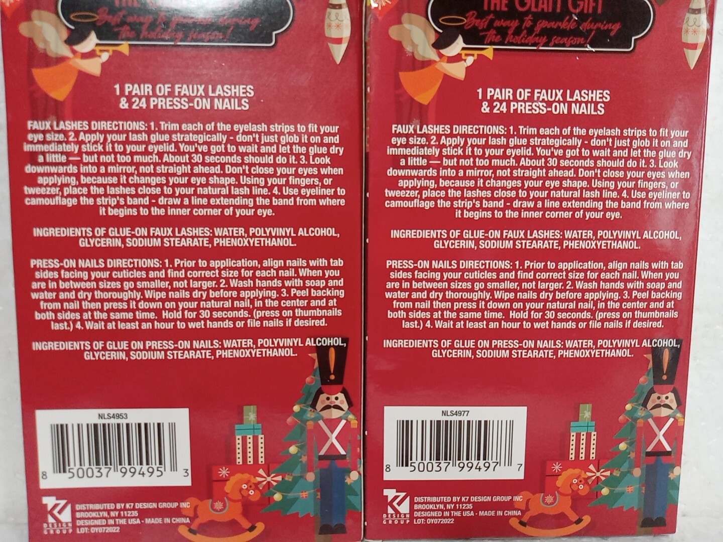 2 The Glam Gift Pair Of Faux Glitter Lashes 24 Holiday Themed Press On Nails