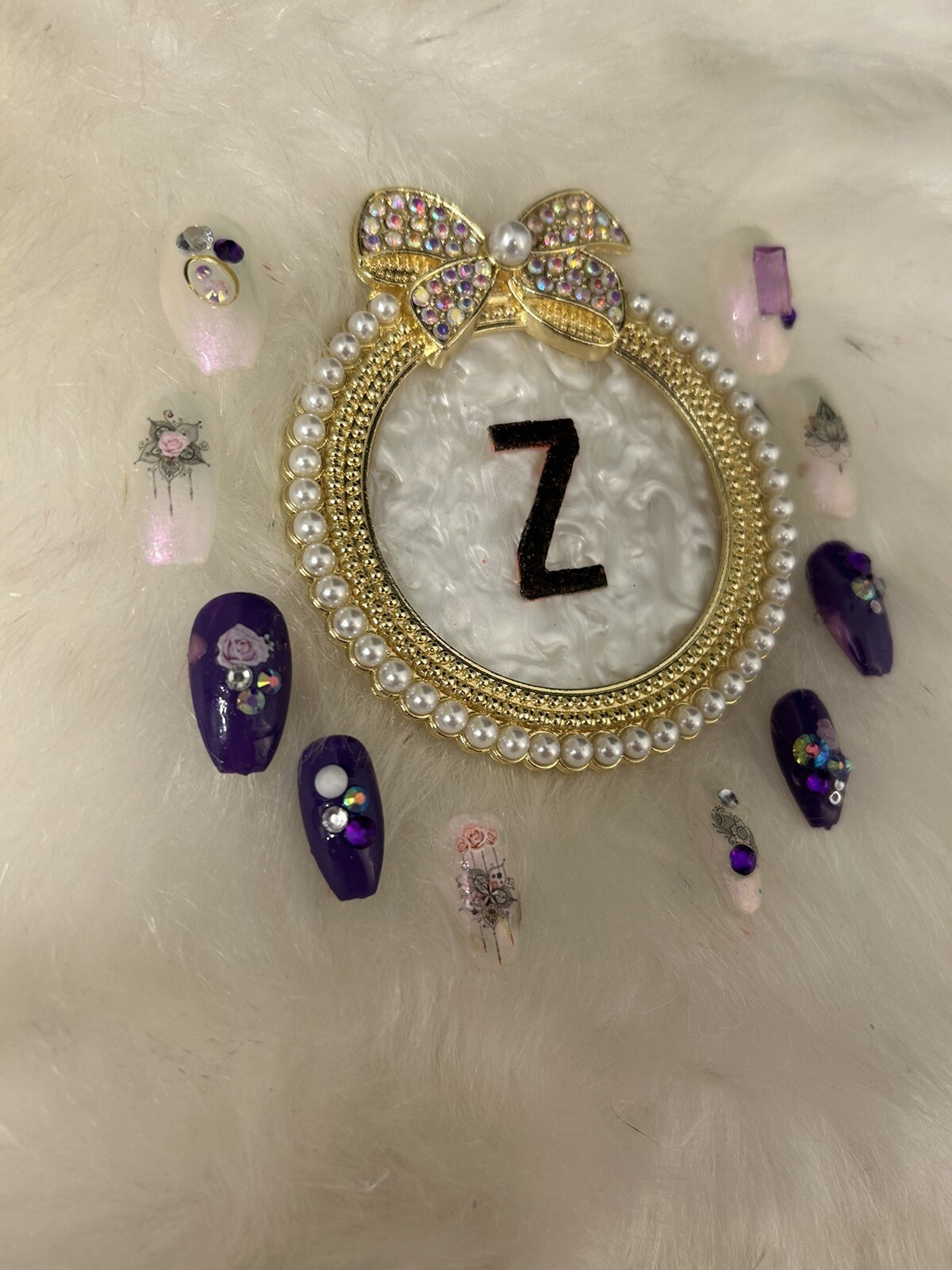 Z NAILZ! Gorgeous Set Of Handmade Medium Almond purple Press On Nails