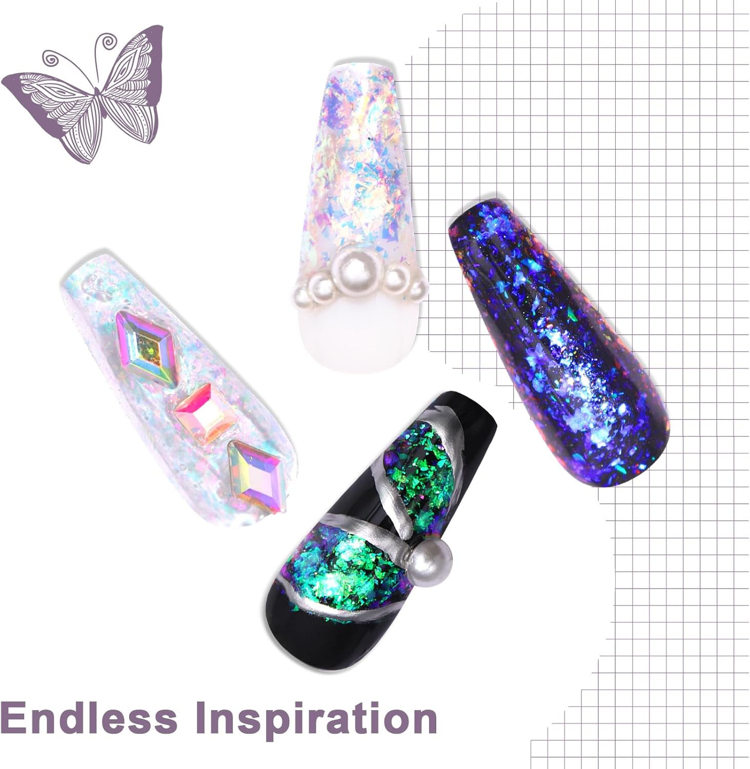 Colorful Moonlight Chameleon Flakes Nail Glitter Irregular Opal Nail Foil Flakes