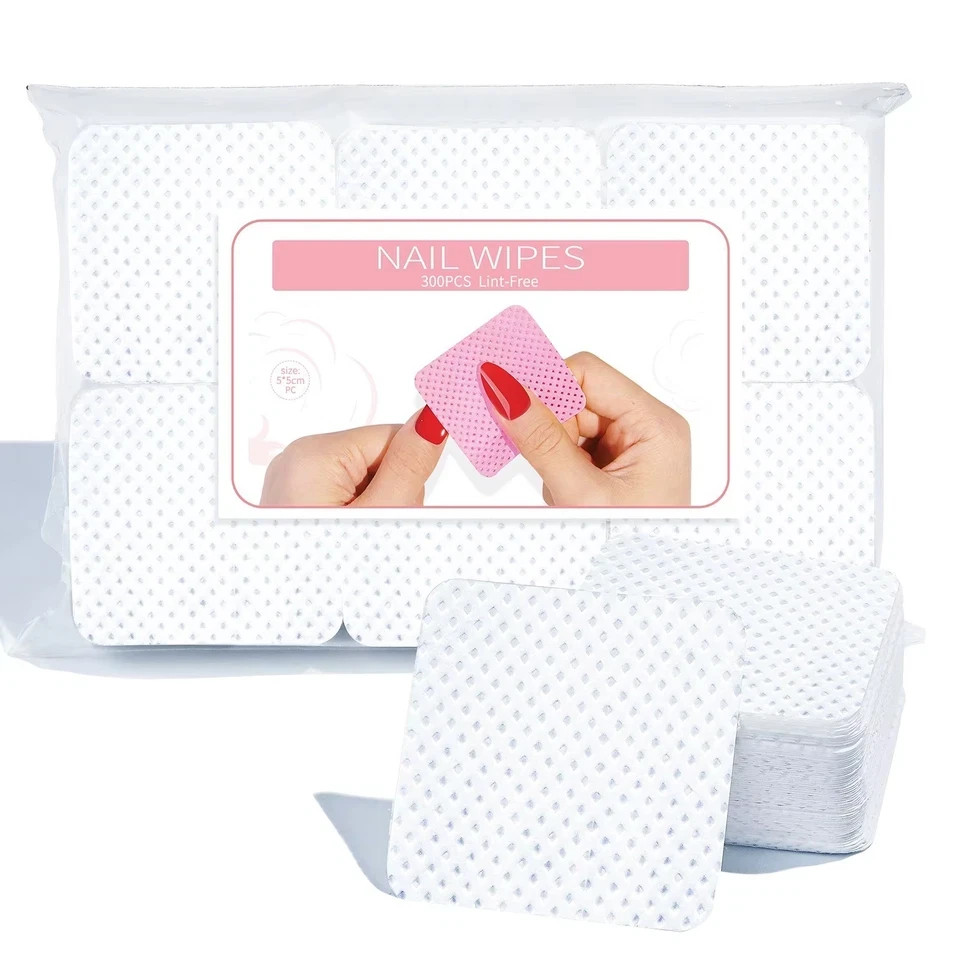 300 Pack Lint Free Nail Wipes Cotton Pads for Gel Polish Makeup Remover Prep