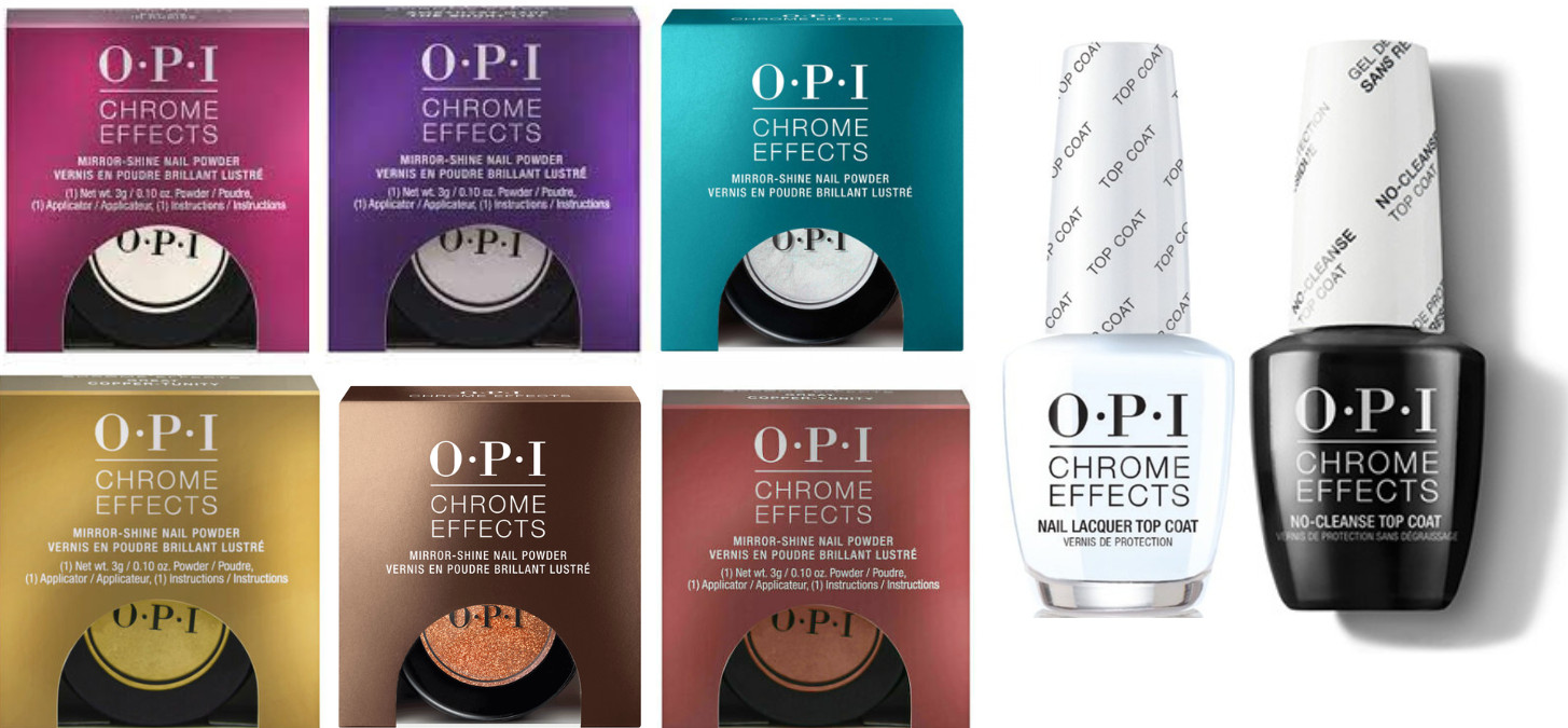 OPI Chrome Effects 8PC Kit Gel Lacquer + Powders + Top Coat “Glazed Donut Nails”