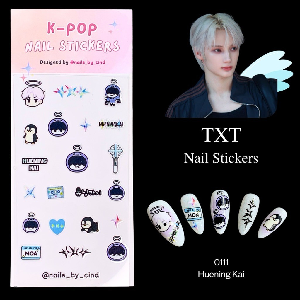 TXT TOMORROW X TOGETHER KPOP NAIL STICKER FAN MADE KOREA SOOBIN YEONJUN I Z10