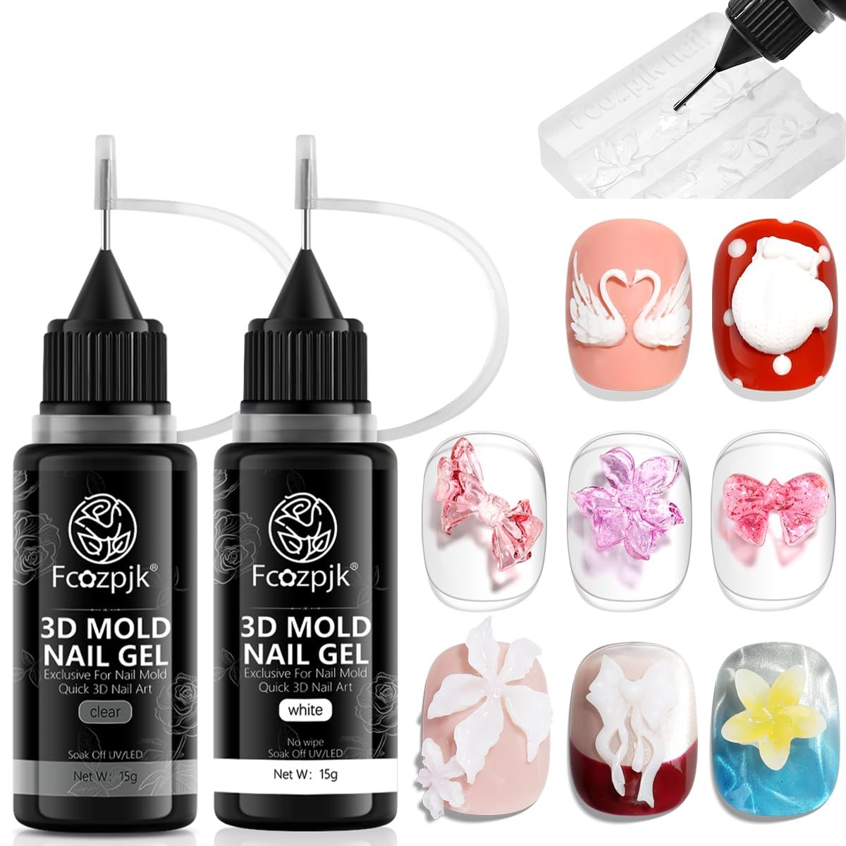 Fcozpjk 3D Sculpting Gel, 2PCS 15g Clear White Molding Gel for Silicone Nail …