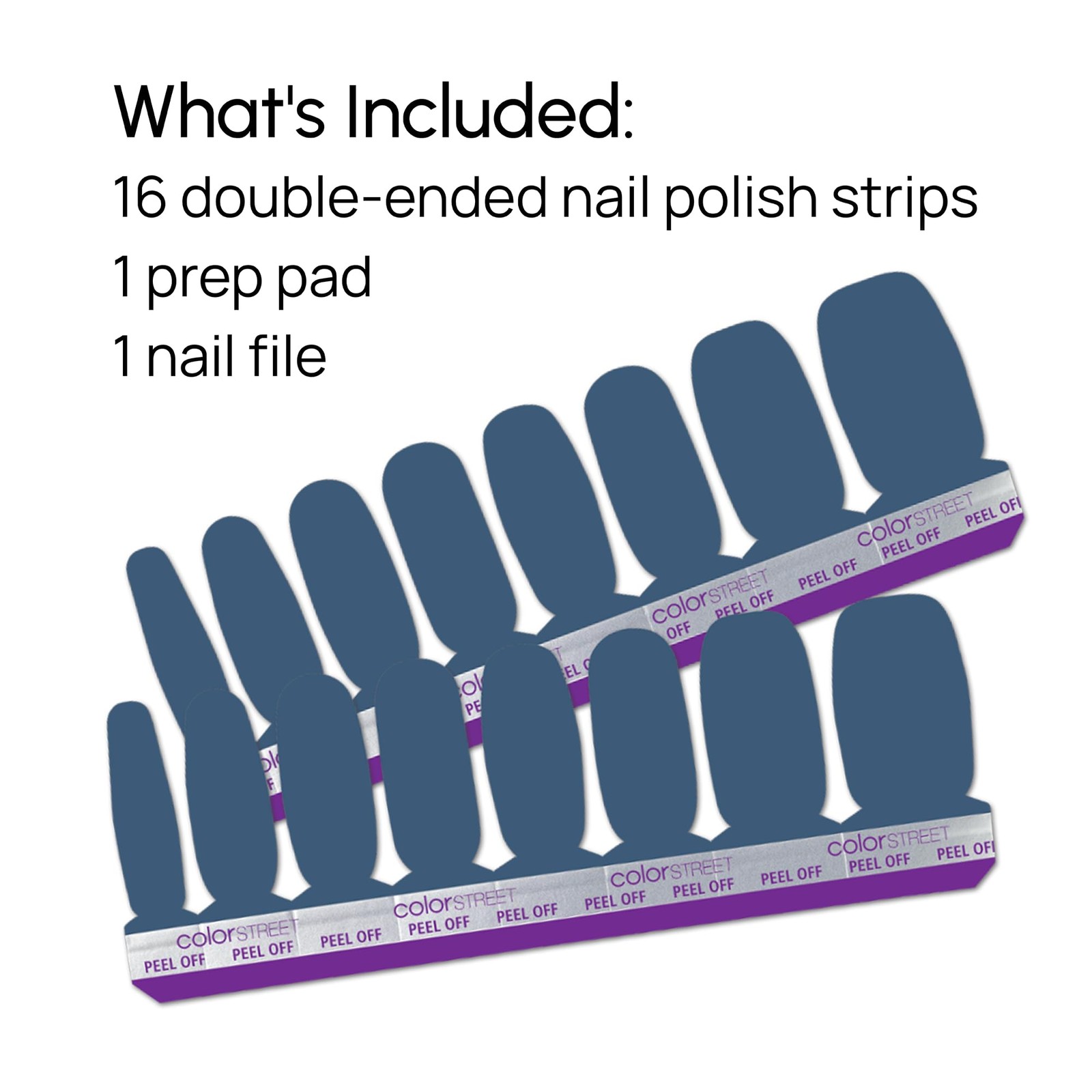 Slate of Mind Nail Strips – Muted Blue-Gray Creme Finish – Stay Cool, Compose…