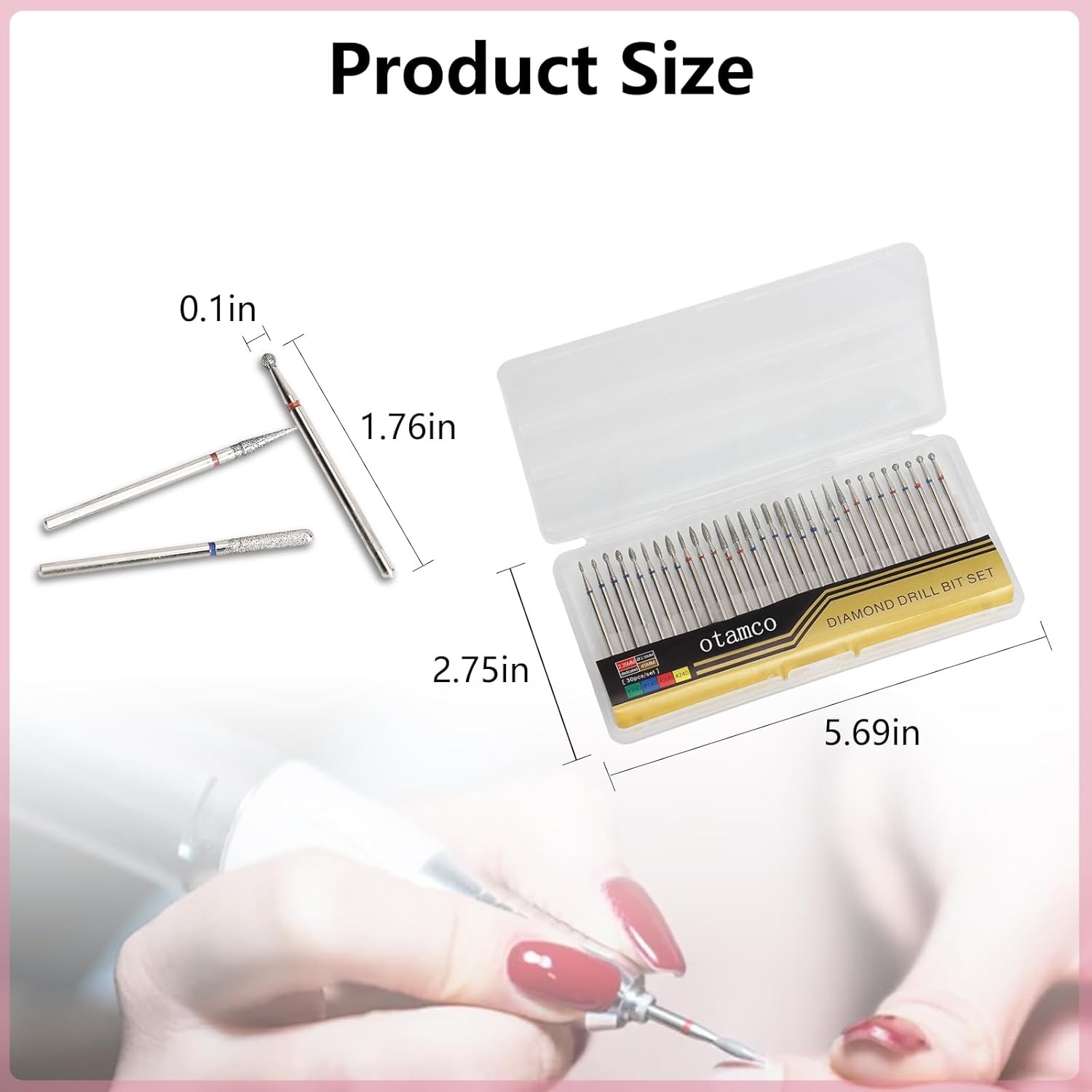 Profal Safety Diond Nail Drill Bit Set, 3/32 inch Carbide Cuticle