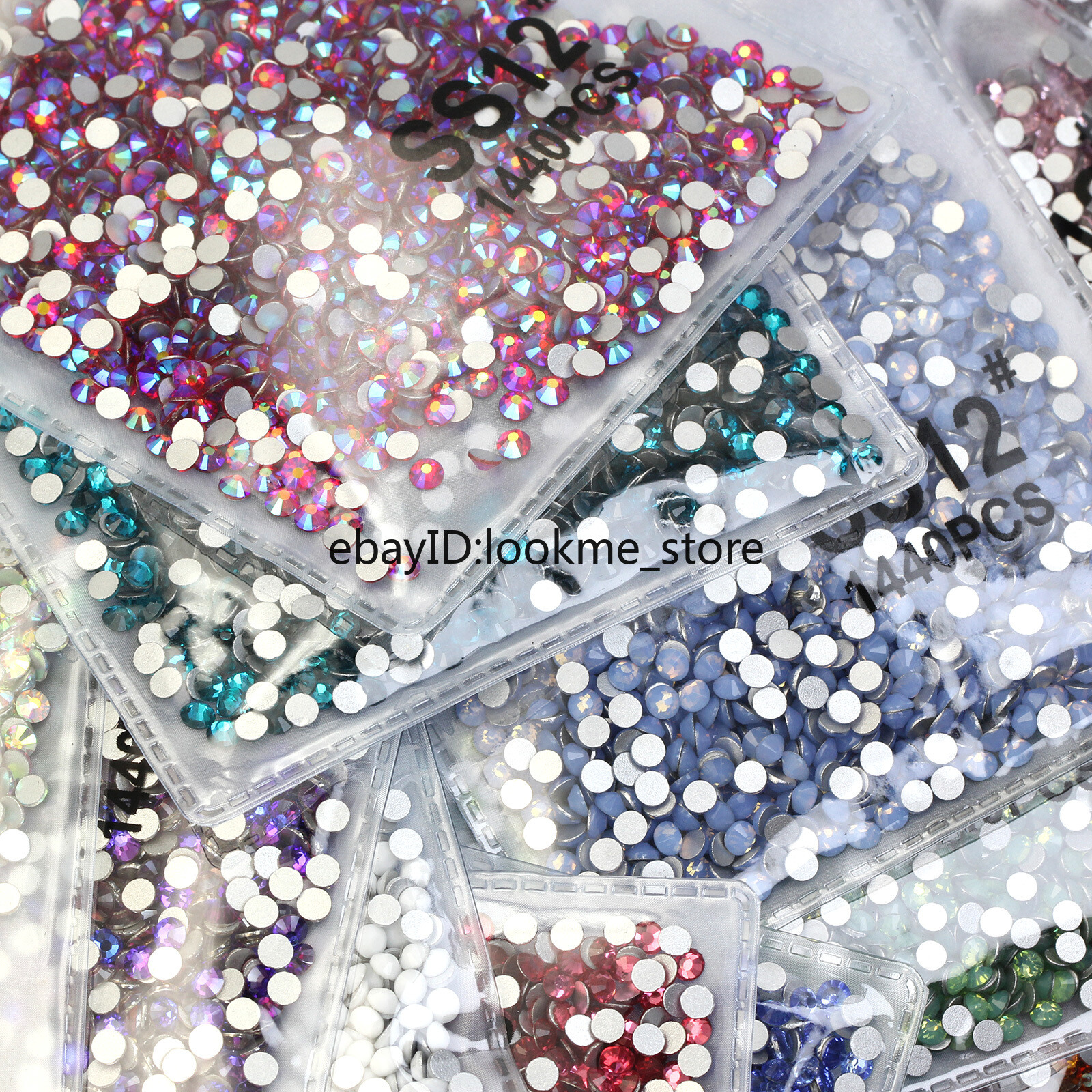 1440pcs 3mm (ss12) Crystal Glass Rhinestones Flatback Gems Nail Art Crafts Decor