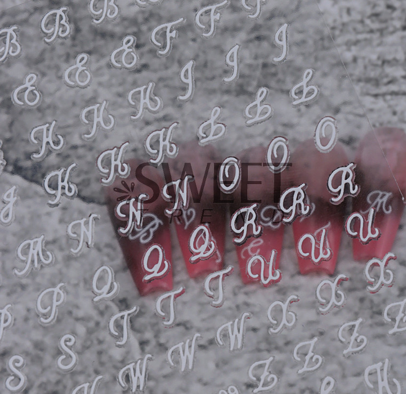 Nail Art 3D Decal Stickers Latin Roman English Alphabet Letters Uppercase NH23