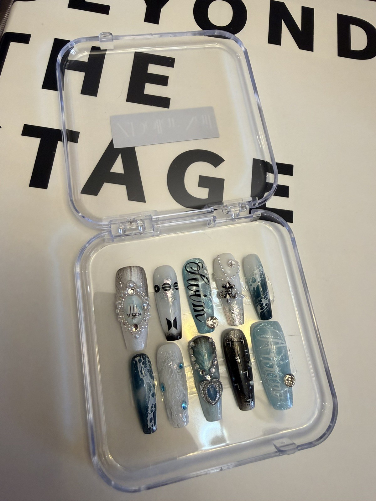 Handmade unique BTS Arirang SWIM blue theme Press On Nails JK V Suga rm jhope w