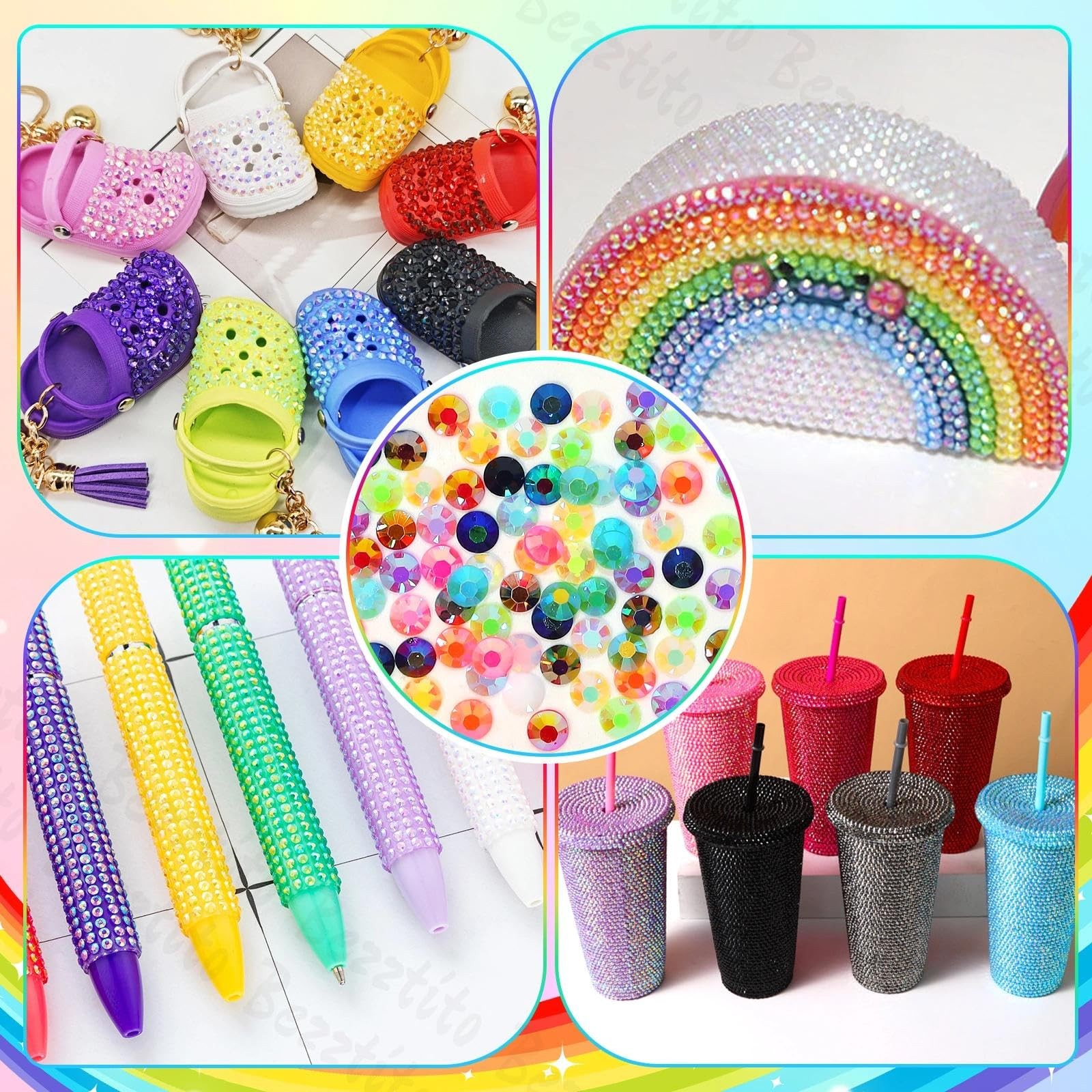 35000Pcs 3MM Colors Flatback Jelly Resin Rhinestones for Bedazzling, Bedazzle…