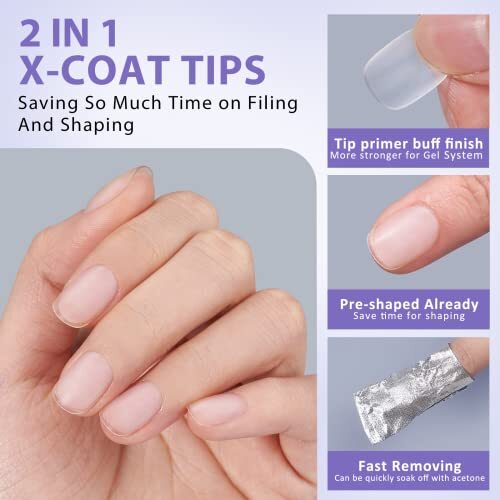 Extra Short Square Nail Tips – Short Squoval Gel Nail Tips, Natural S-Squoval