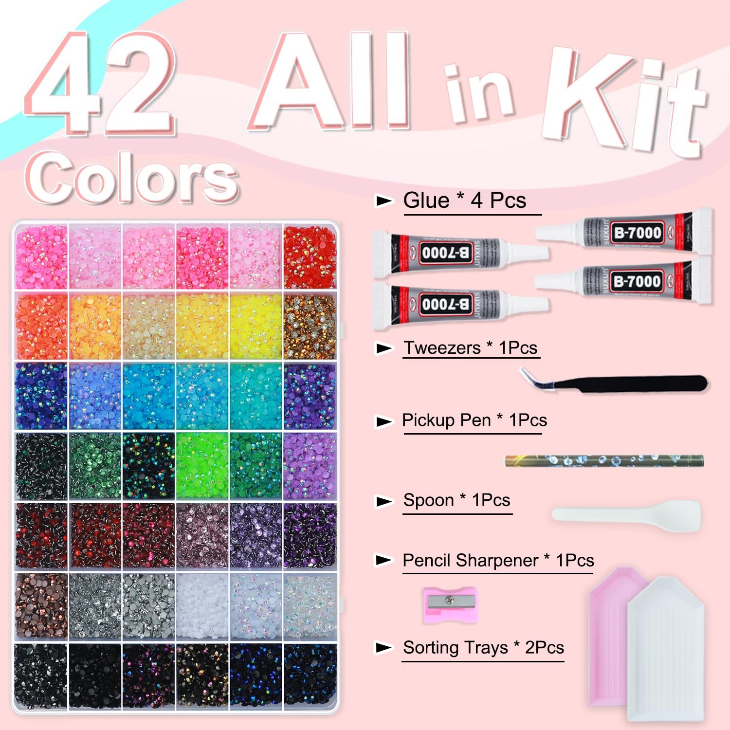 42 Colors Rhinestones for Bedazzling 40000 Pcs 3mm Multicolor Resin Jelly Fla…
