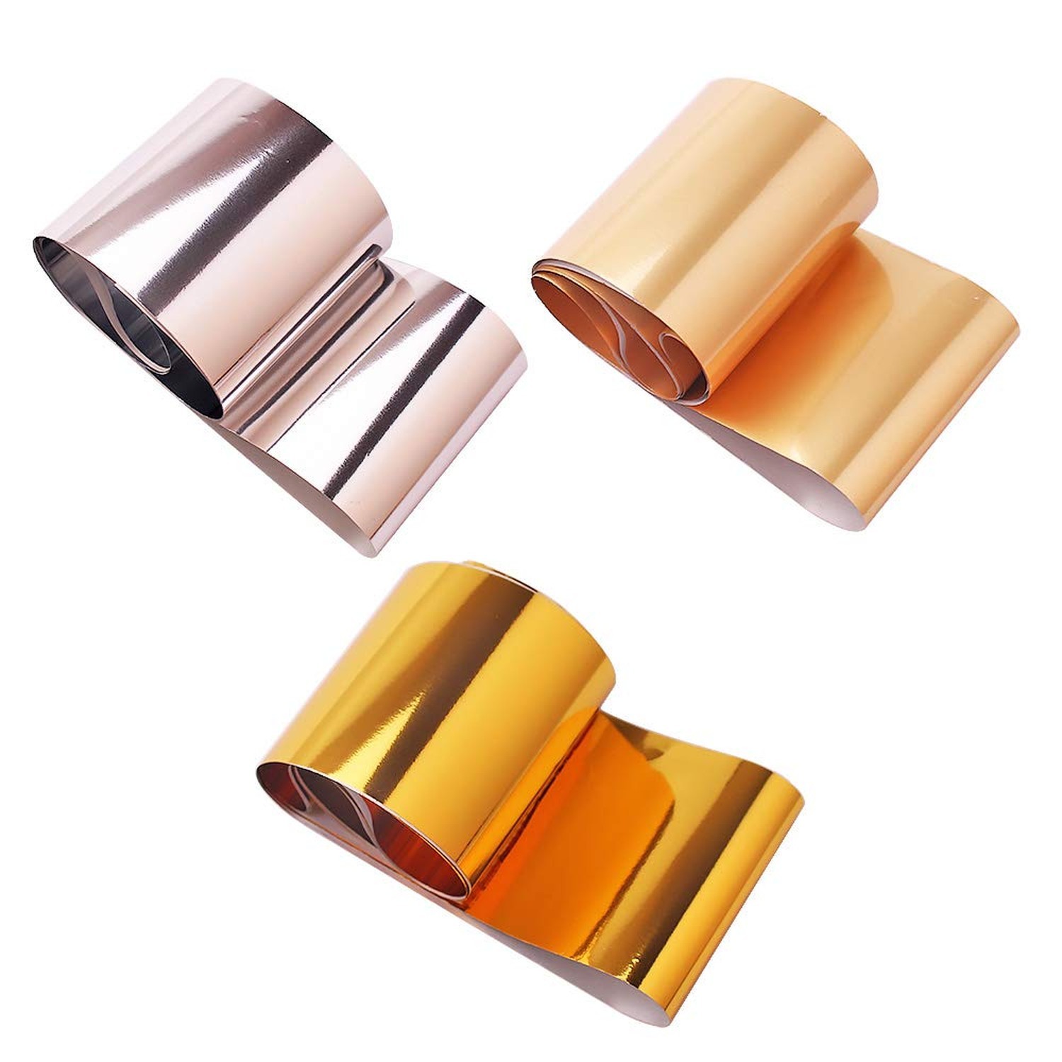 SILPECWEE 10 Rolls Gold Rose Gold Flakes Metallic Nail Transfer Foils – Nail …
