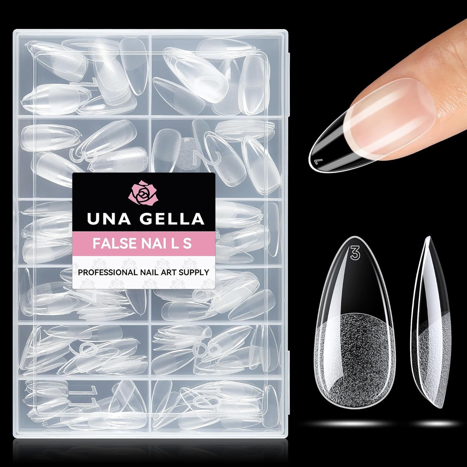 Gelly Soft Almond Nail Tips – 216pcs Clear Press On Nails for Stunning Manicures