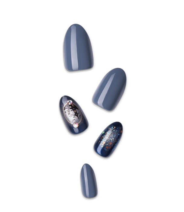 KISS IMPRESS PRESS ON NAILS *FEAR IS NEAR* GRAY BLACK MED OVAL HALLOWEEN