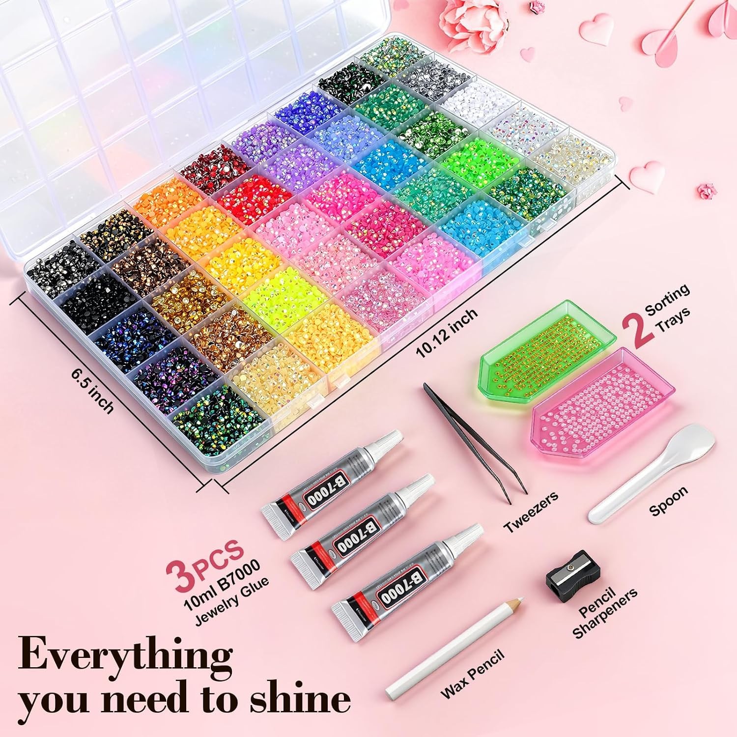 50000Pcs 3mm Resin Jelly Rhinestones Bedazzling Kit 40 Colors Rhinstones Kit